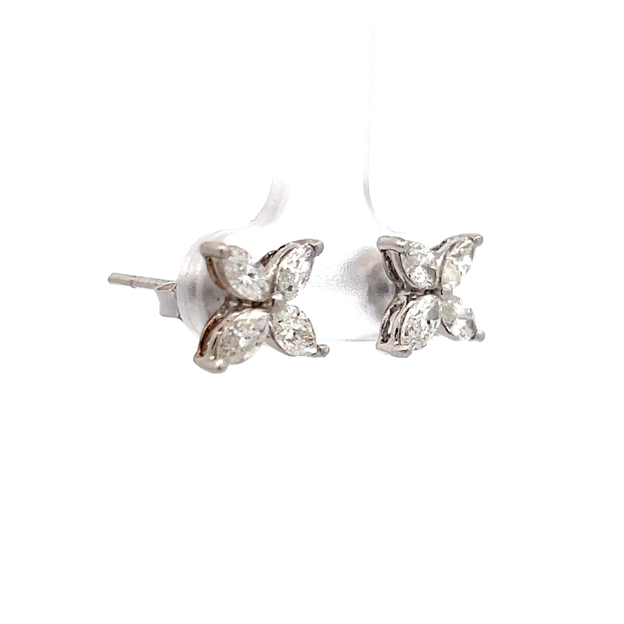 1.15 Marquis Diamond Earrings Studs in 18k White Gold - Image 3