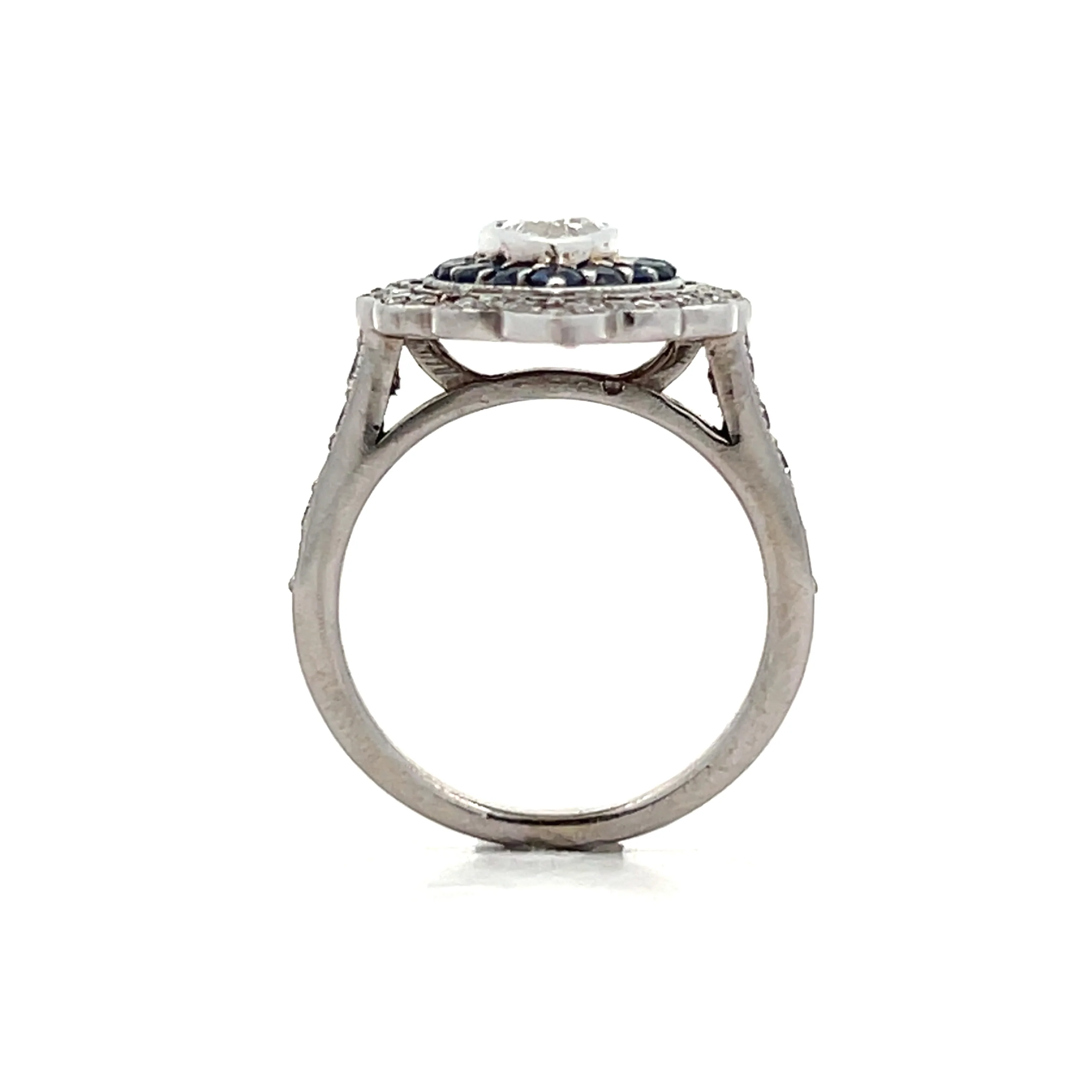 1.15 Marquise & Sapphire Navette Cocktail Ring 14k - Image 4