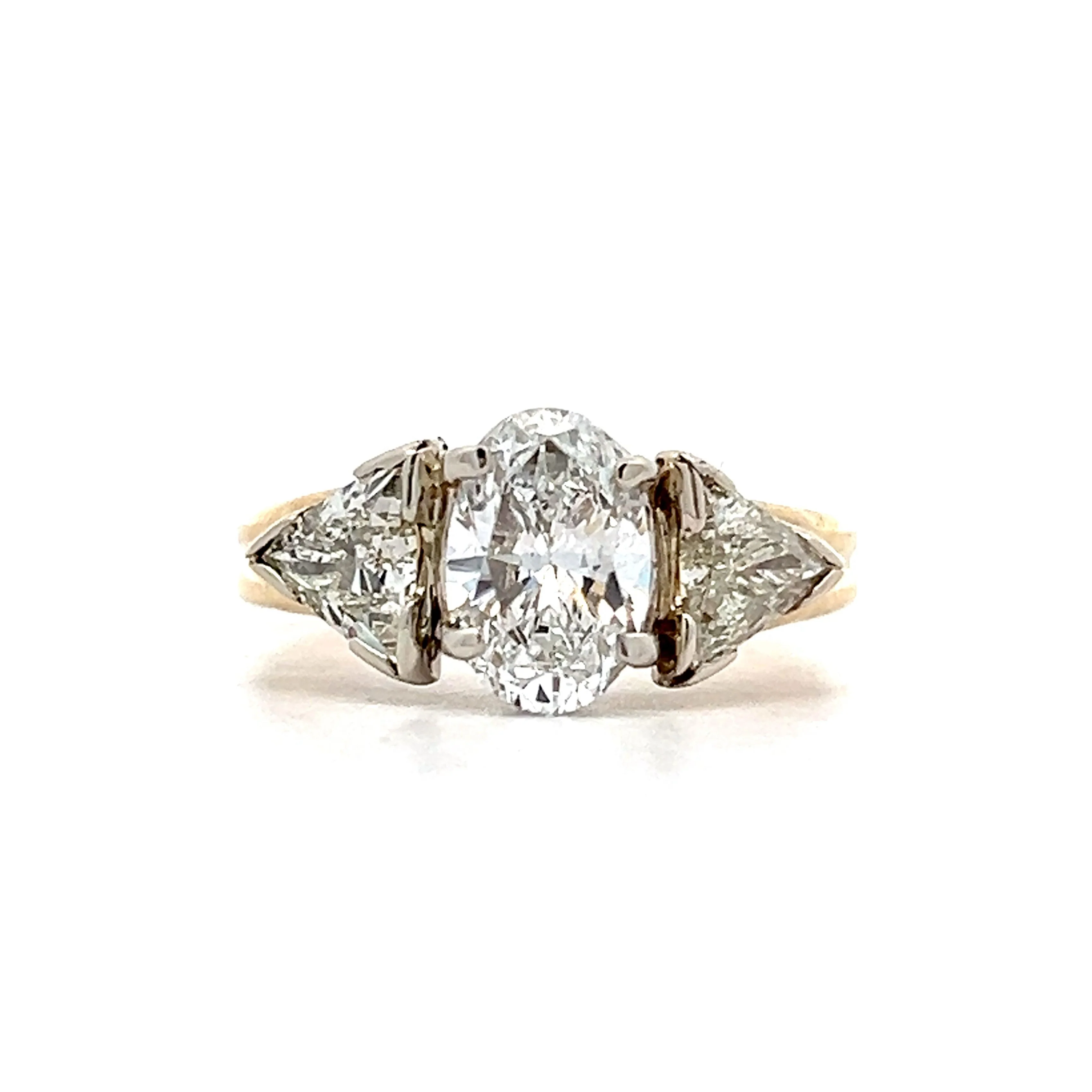 1.15 Oval Cut Diamond Three Stone Engagement Ring in 14k