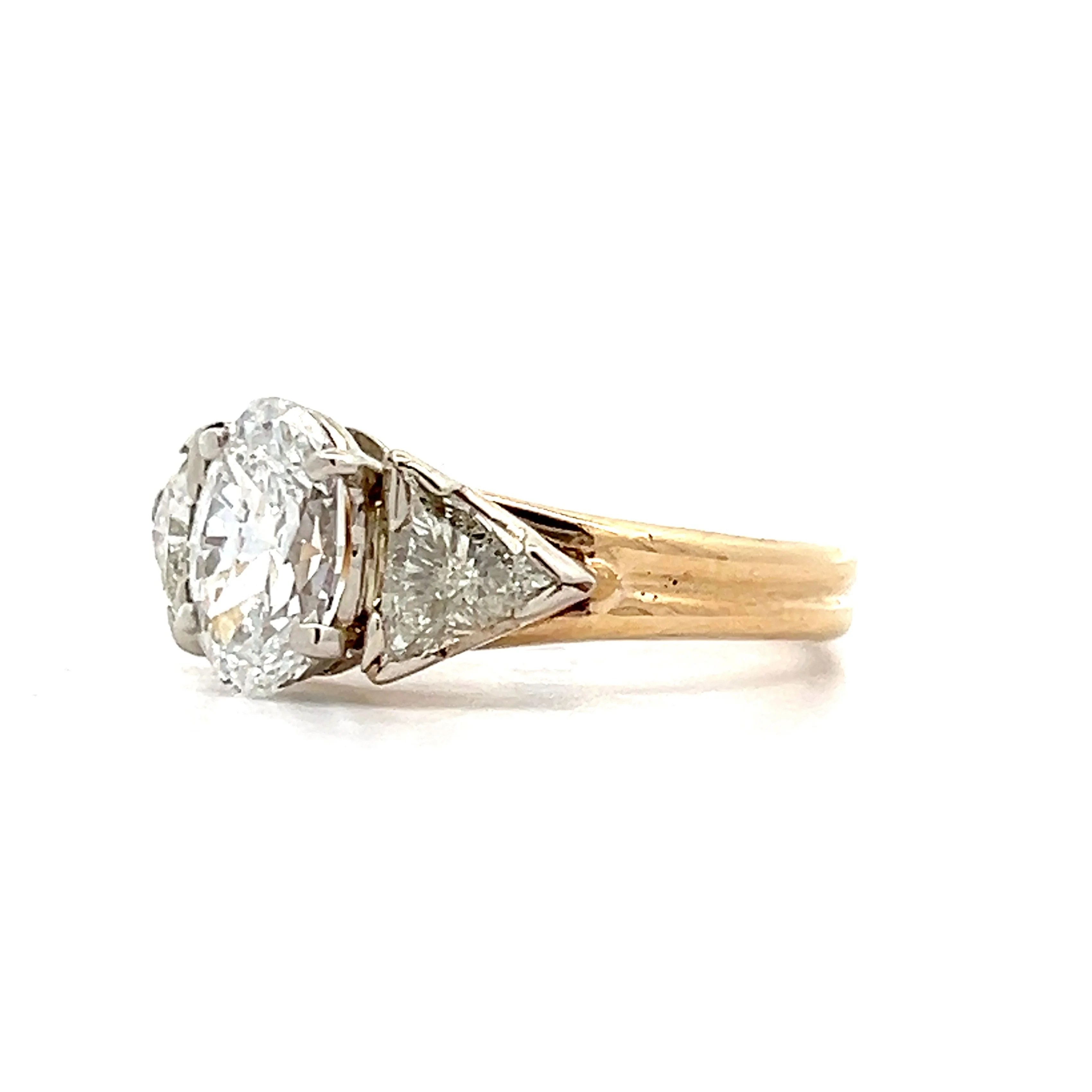 1.15 Oval Cut Diamond Three Stone Engagement Ring in 14k - Image 2