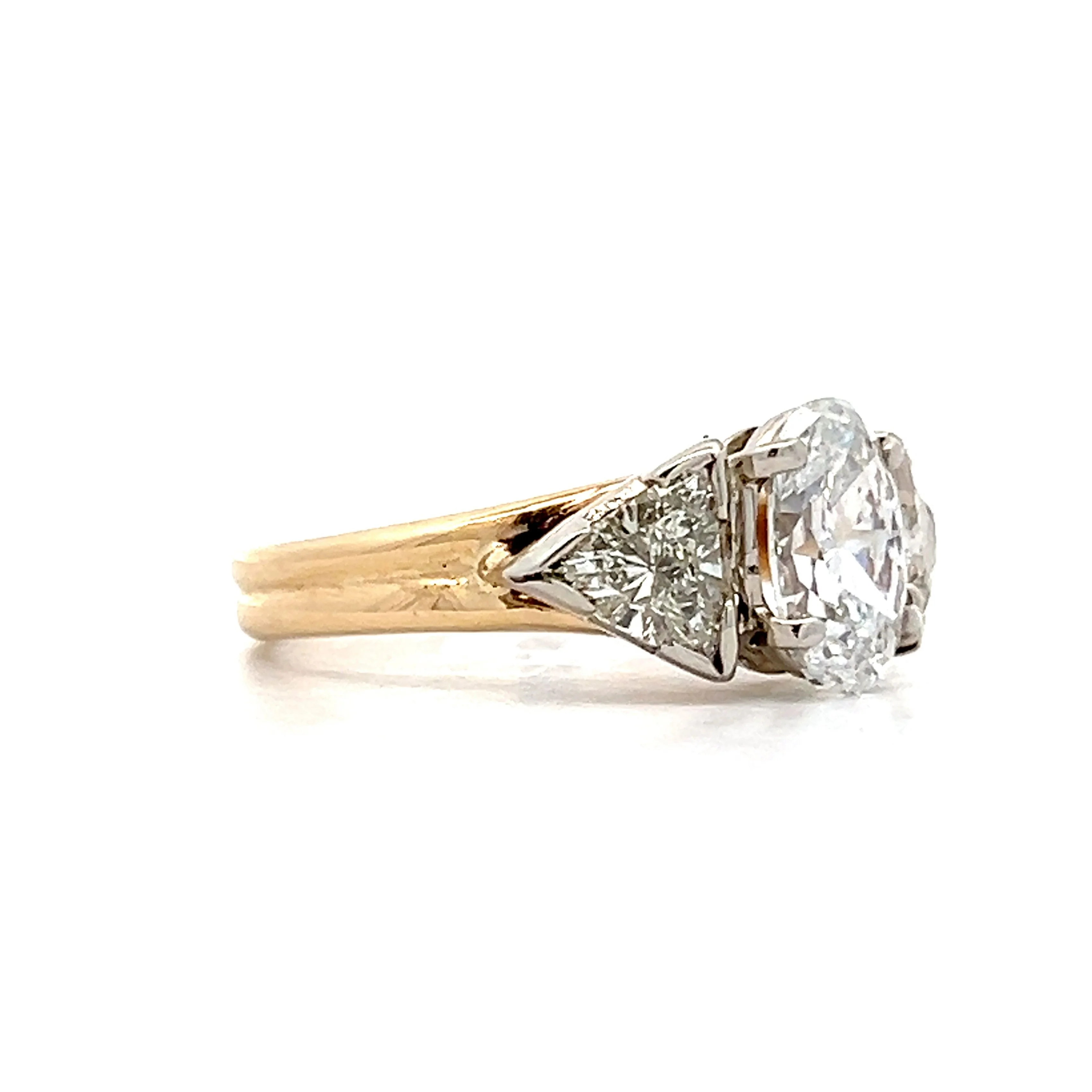 1.15 Oval Cut Diamond Three Stone Engagement Ring in 14k - Image 3