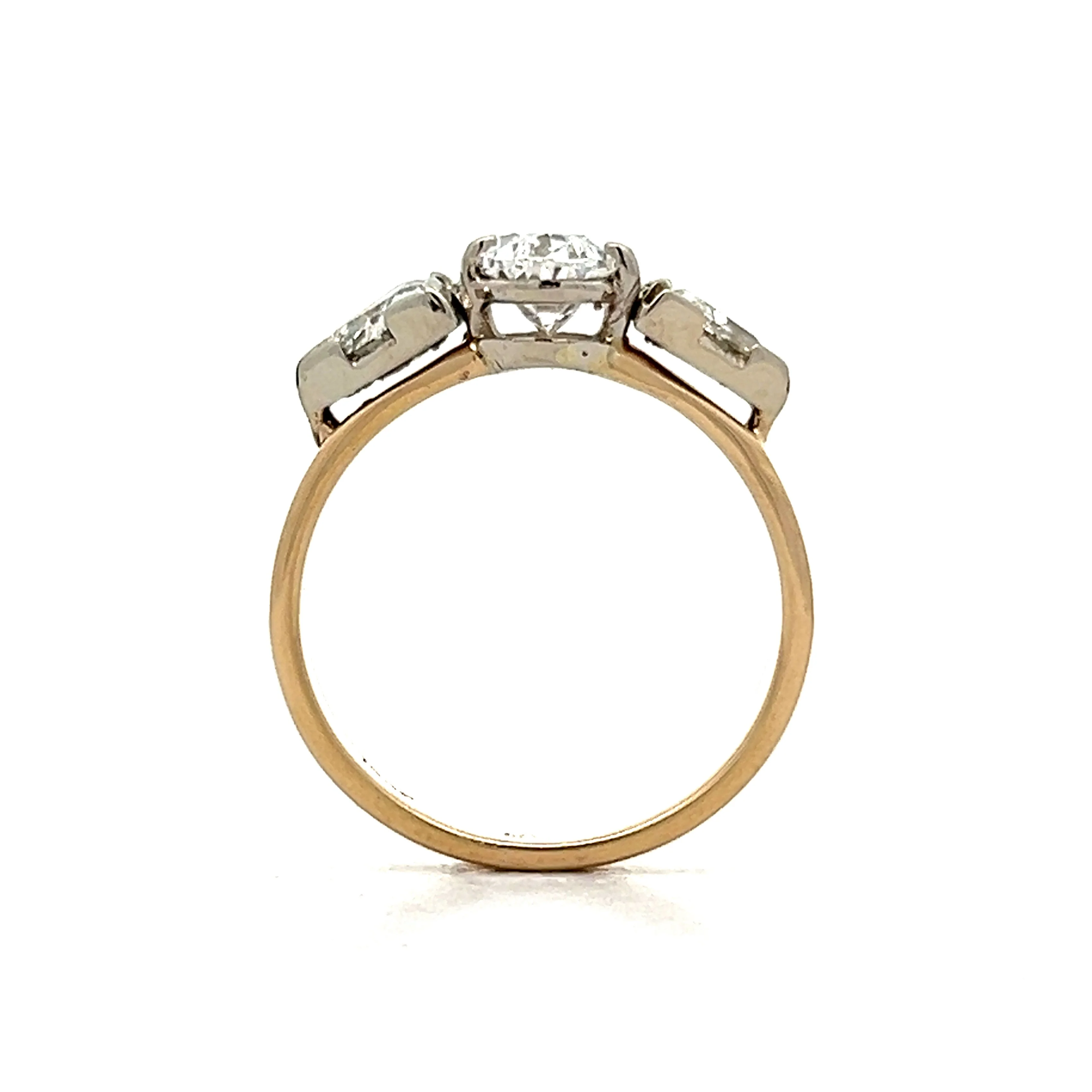 1.15 Oval Cut Diamond Three Stone Engagement Ring in 14k - Image 4