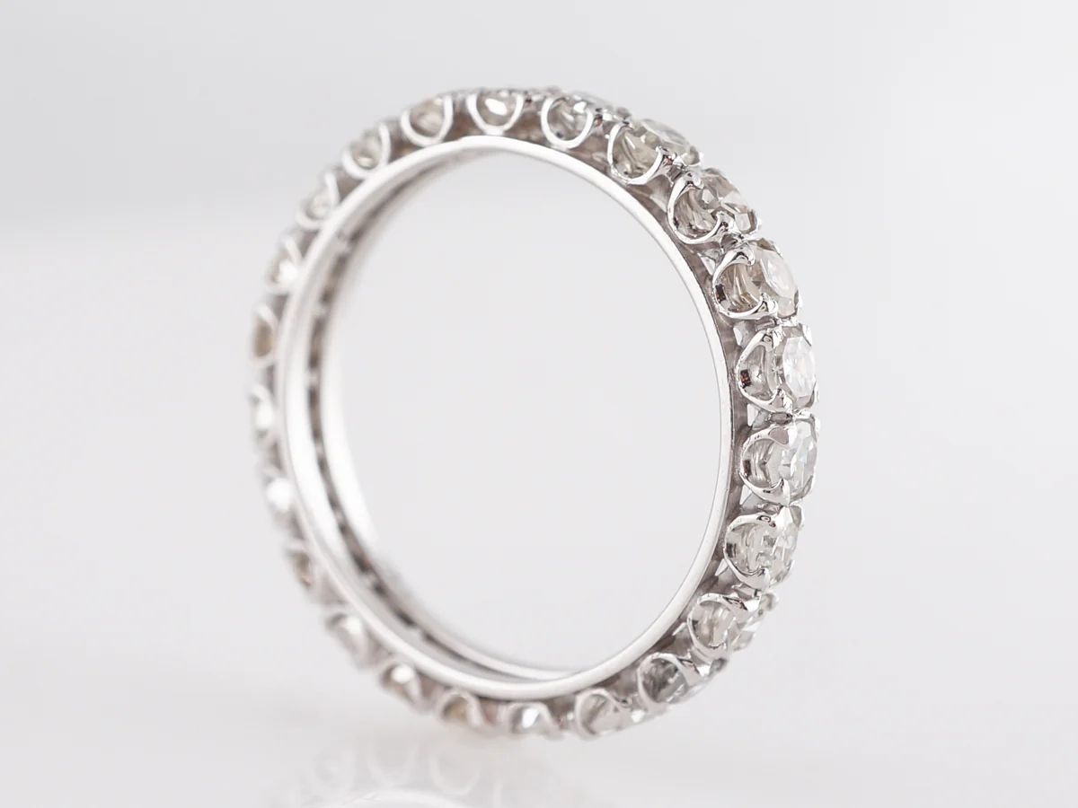 1.15 Single Cut Diamond Wedding Band in 14k White Gold - Image 2