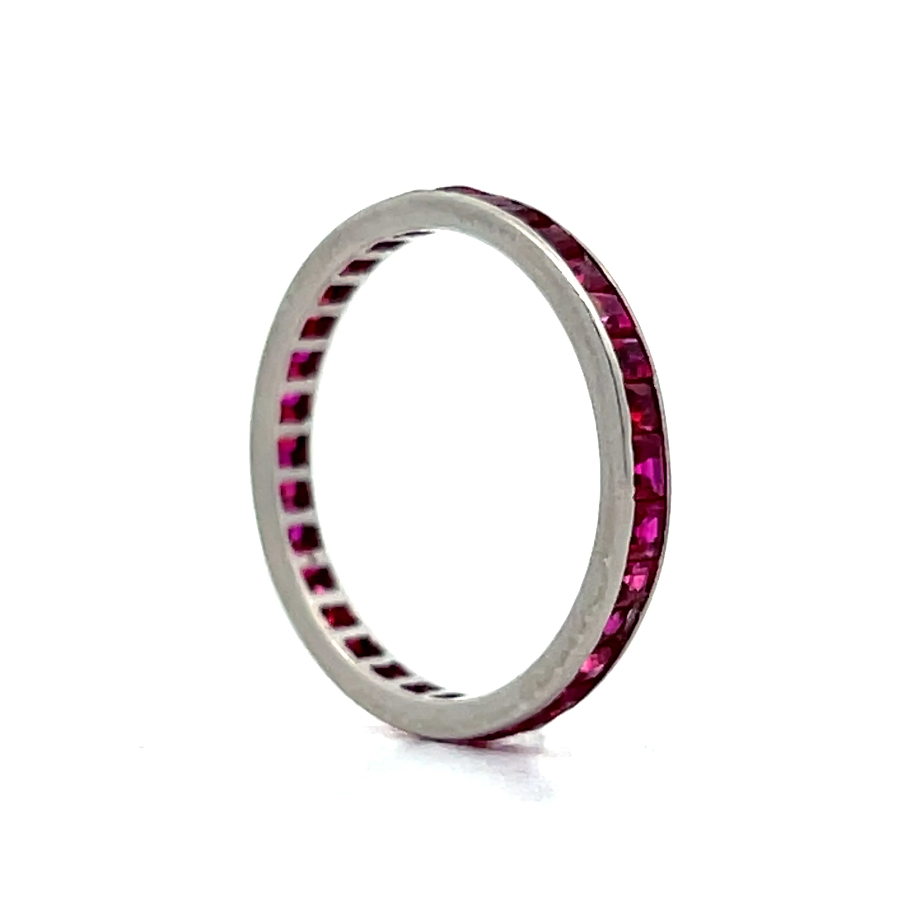 1.15 Square Ruby Eternity Stacking Band in in Platinum - Image 6