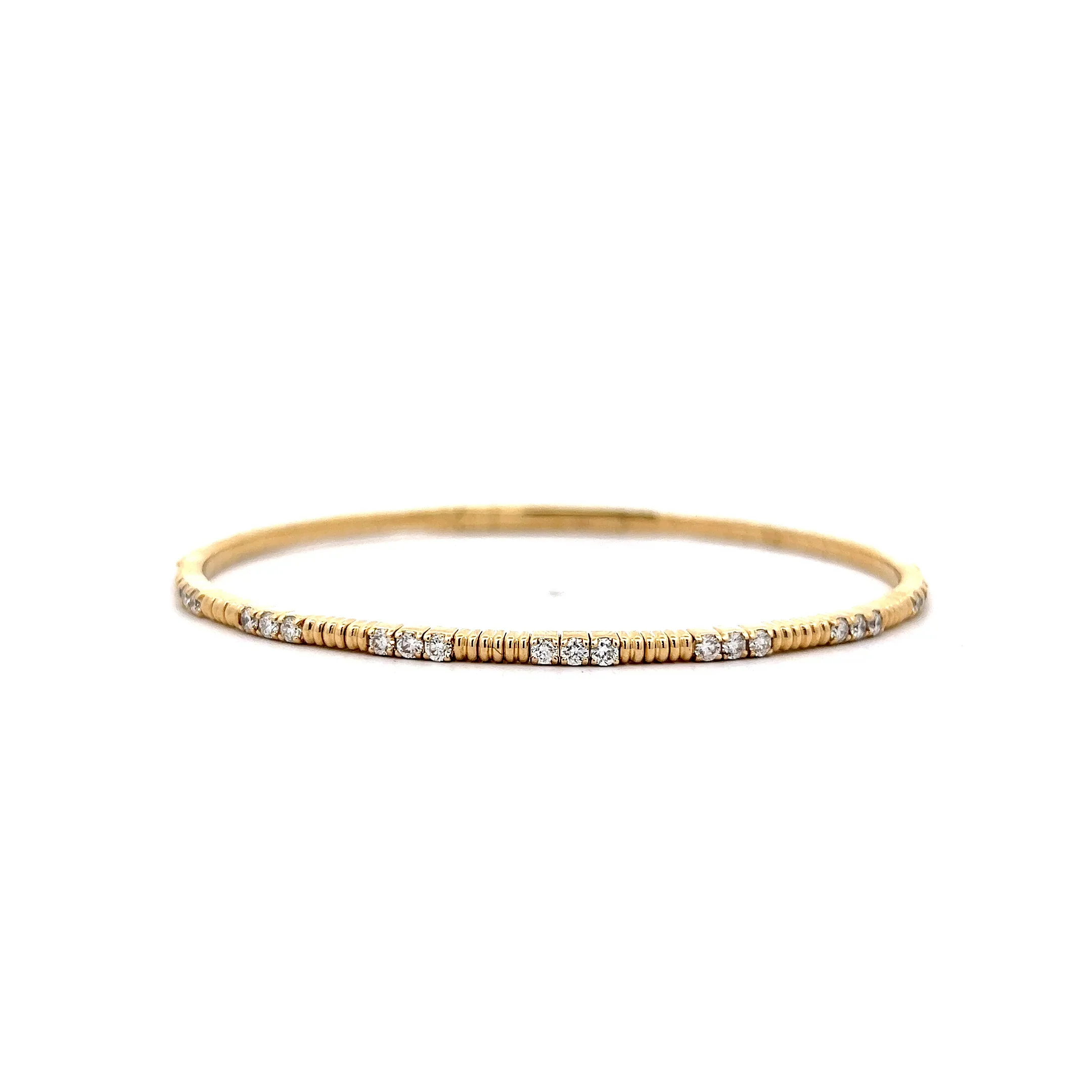 1.15 Thin Diamond Bangle Bracelet in 14k Yellow Gold