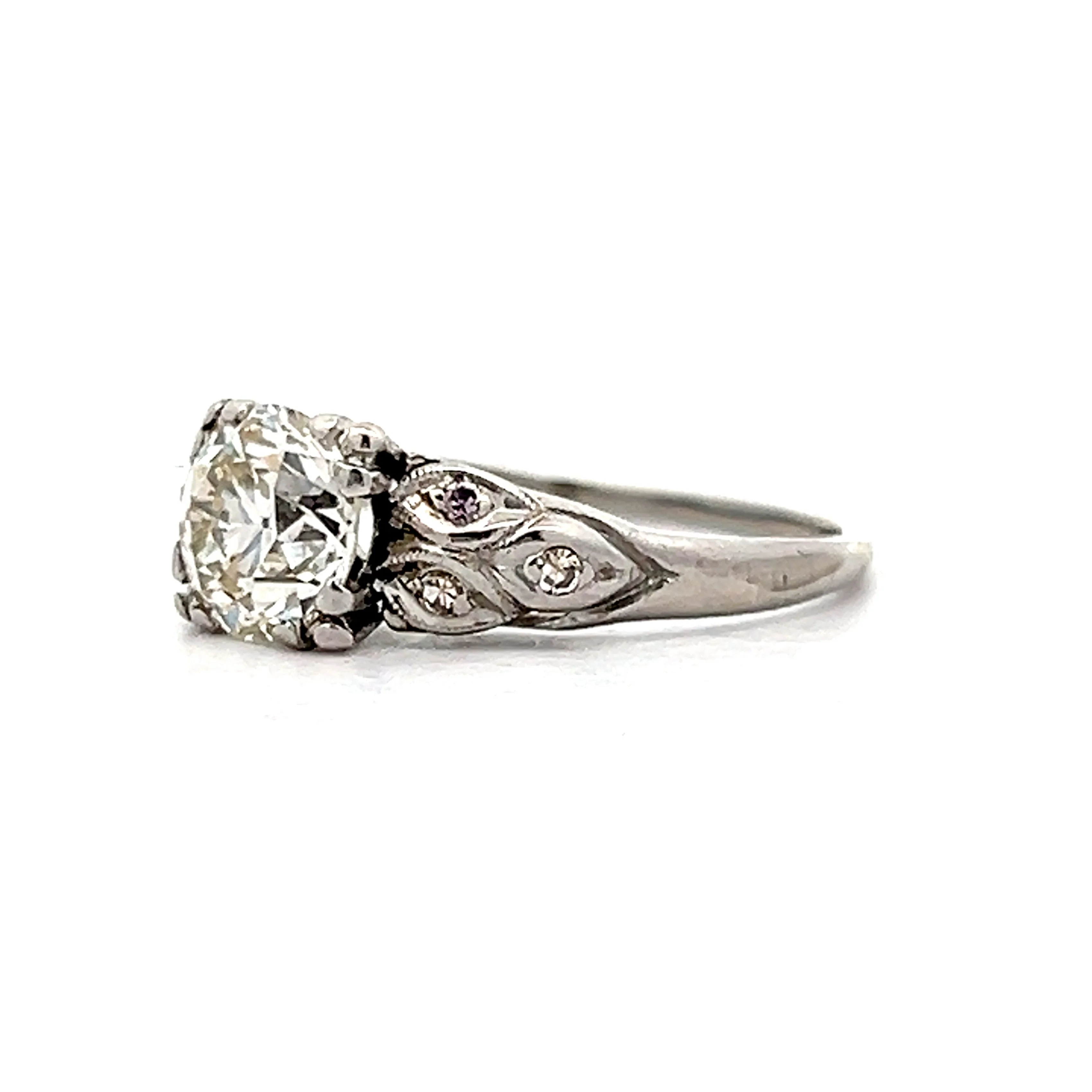 1.15 Vintage European Diamond Engagement Ring in Platinum - Image 2