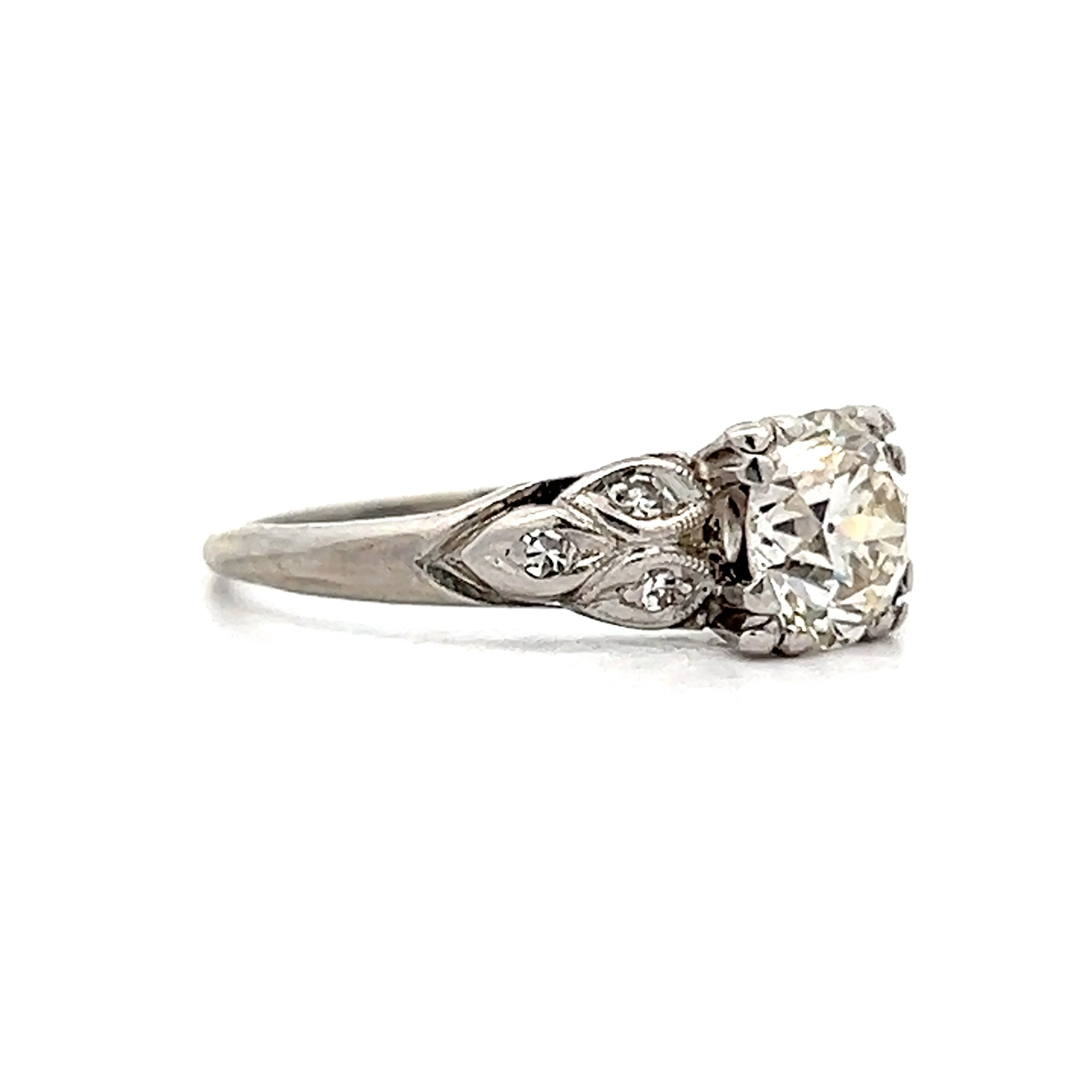 1.15 Vintage European Diamond Engagement Ring in Platinum - Image 3