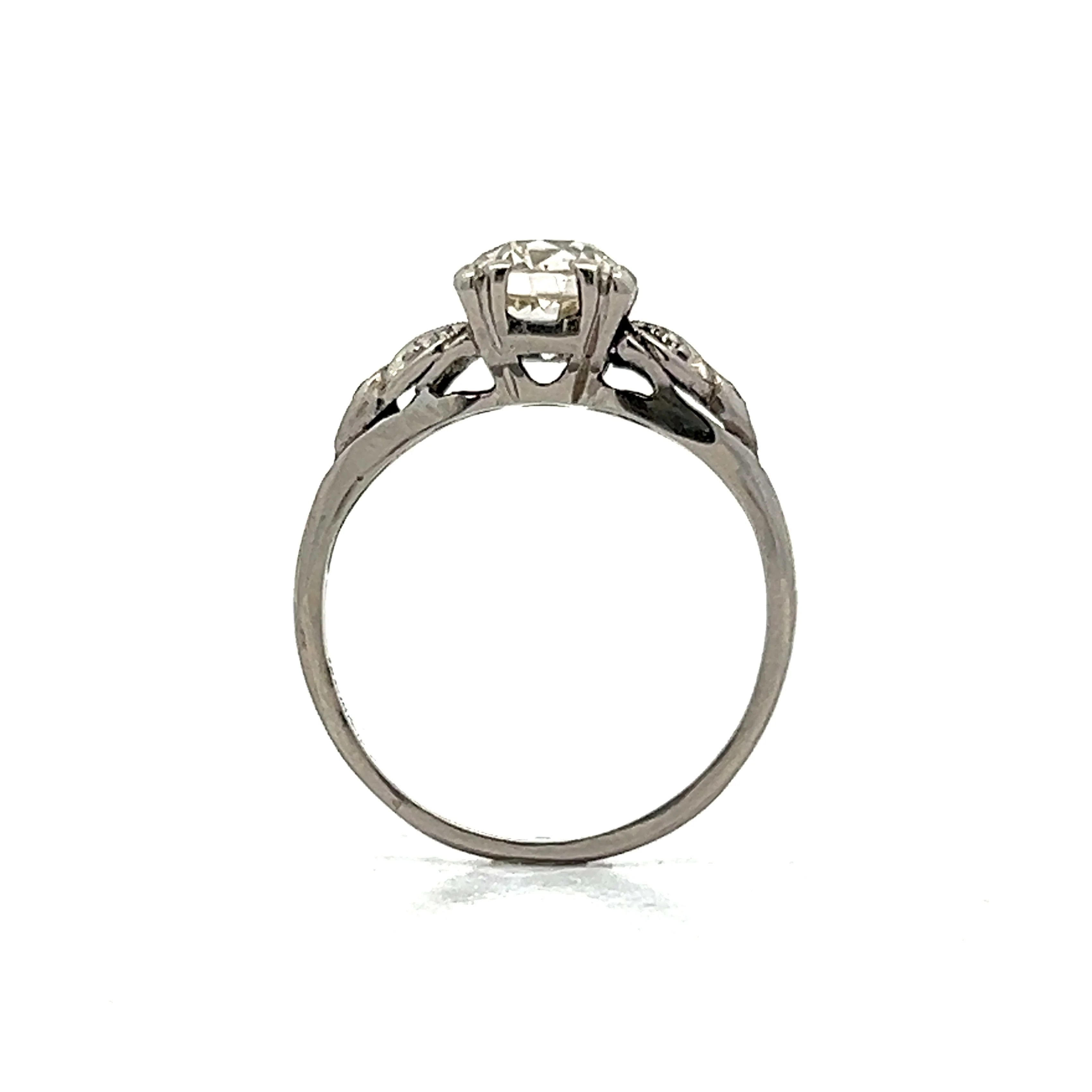 1.15 Vintage European Diamond Engagement Ring in Platinum - Image 4
