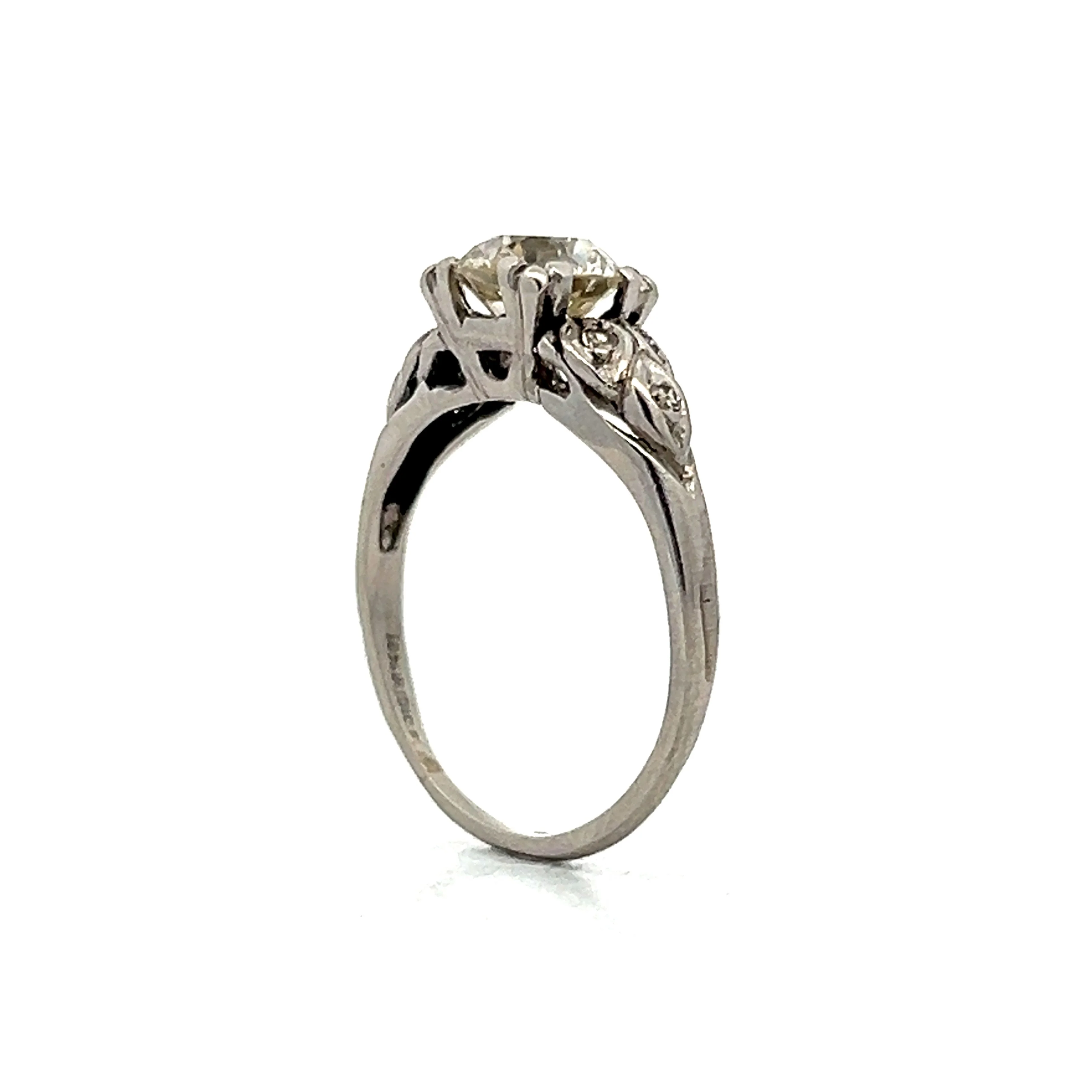 1.15 Vintage European Diamond Engagement Ring in Platinum - Image 5