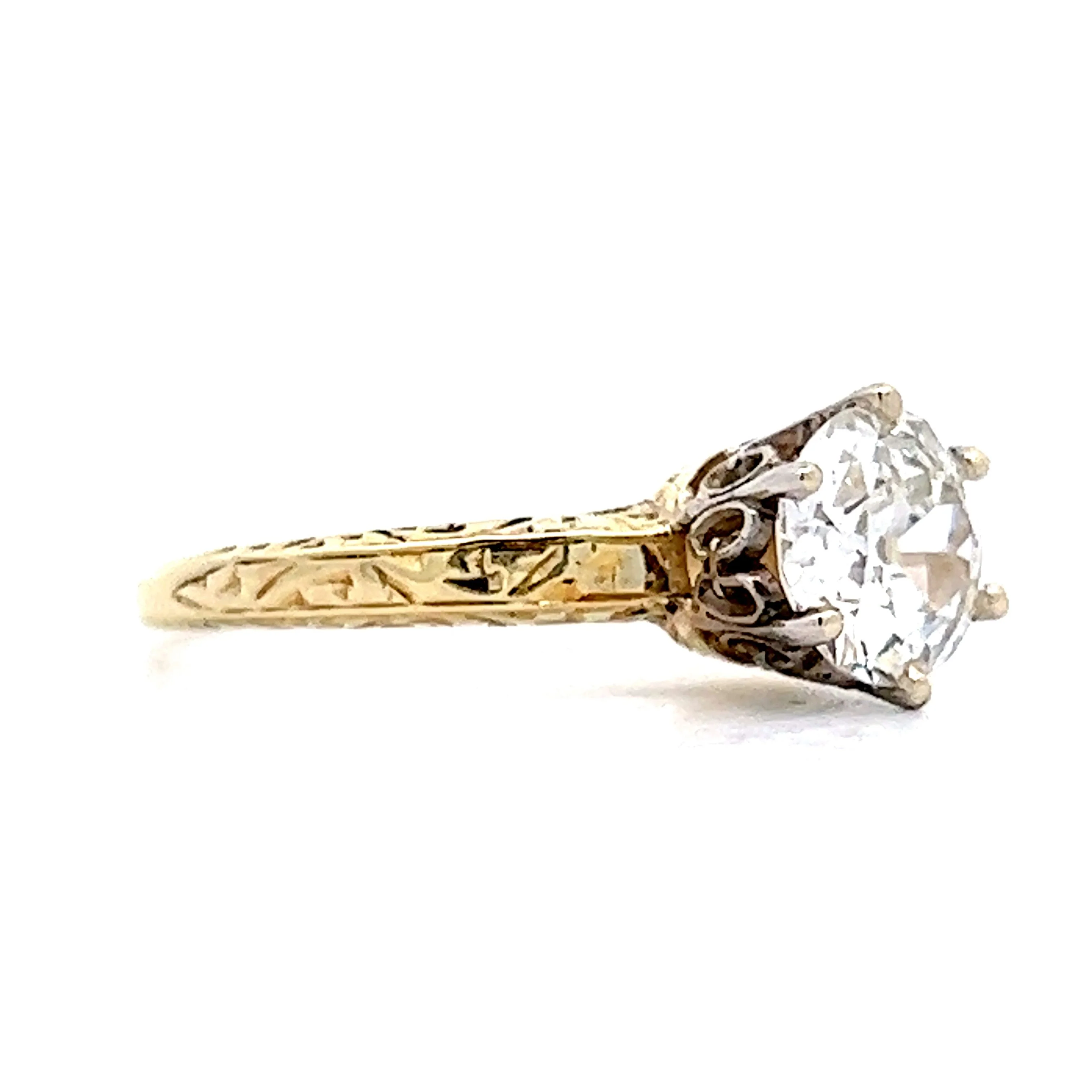 1.16 Art Deco Engagement Ring in 14k Yellow Gold - Image 3