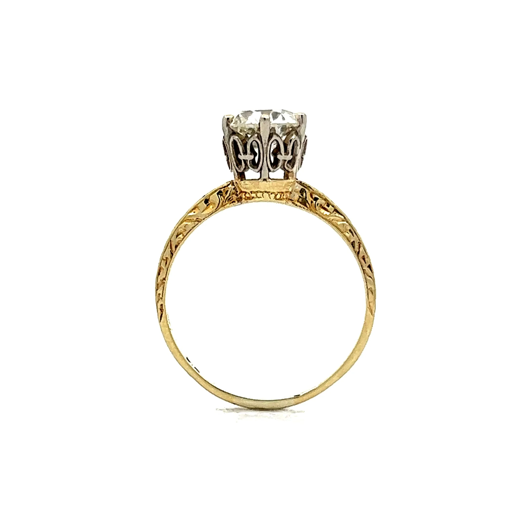 1.16 Art Deco Engagement Ring in 14k Yellow Gold - Image 4