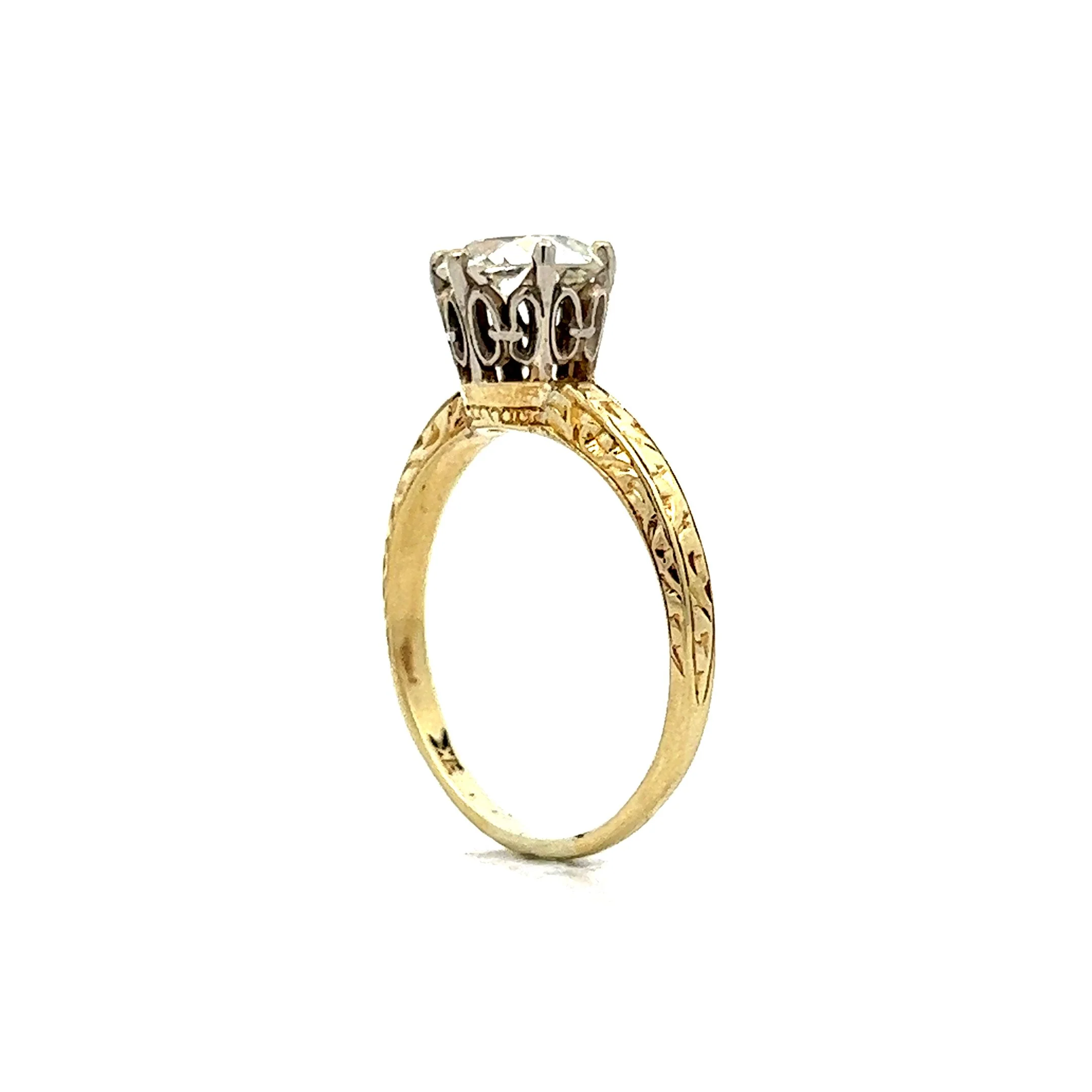 1.16 Art Deco Engagement Ring in 14k Yellow Gold - Image 5