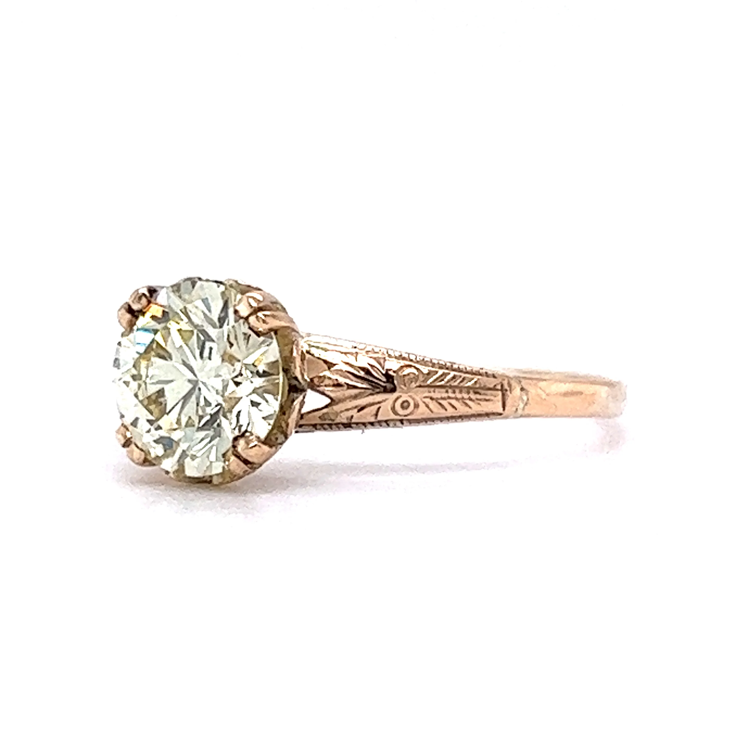 Vintage 1.16 Old European Cut Diamond Engagement Ring in 14k Rose Gold - Image 2