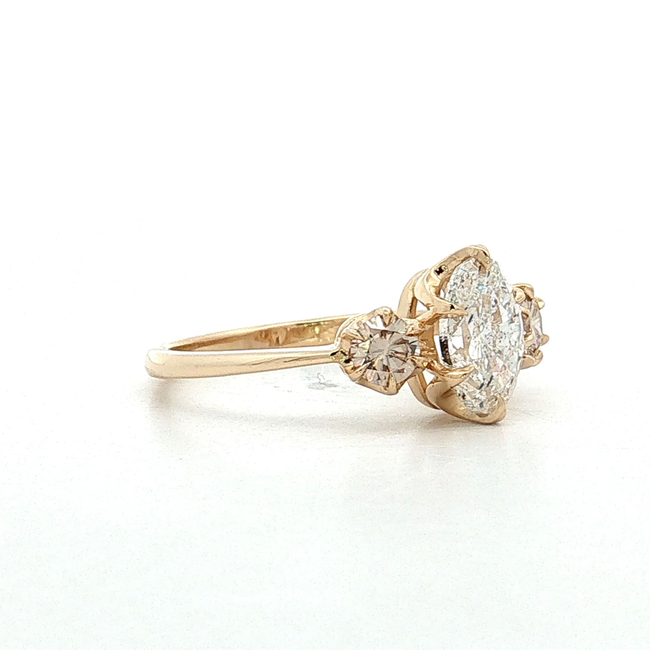 1.17 Oval Diamond Three Stone Engagement Ring 14k - Image 3