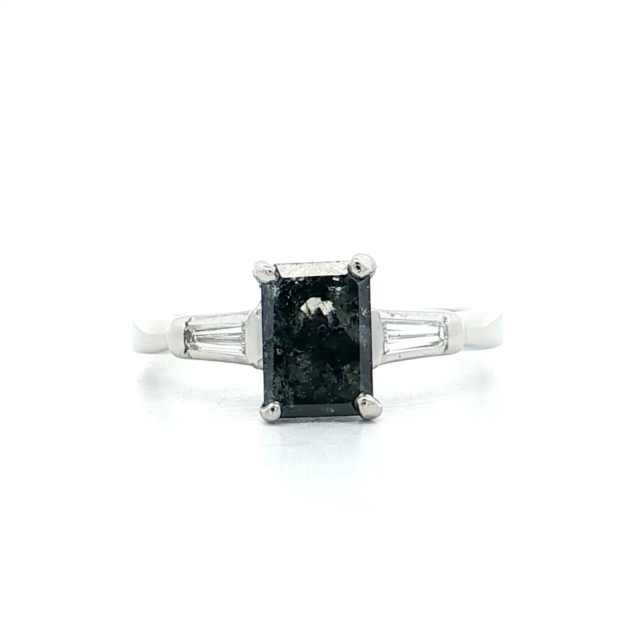 1.17 Vintage Emerald Cut Diamond Engagement Ring Platinum