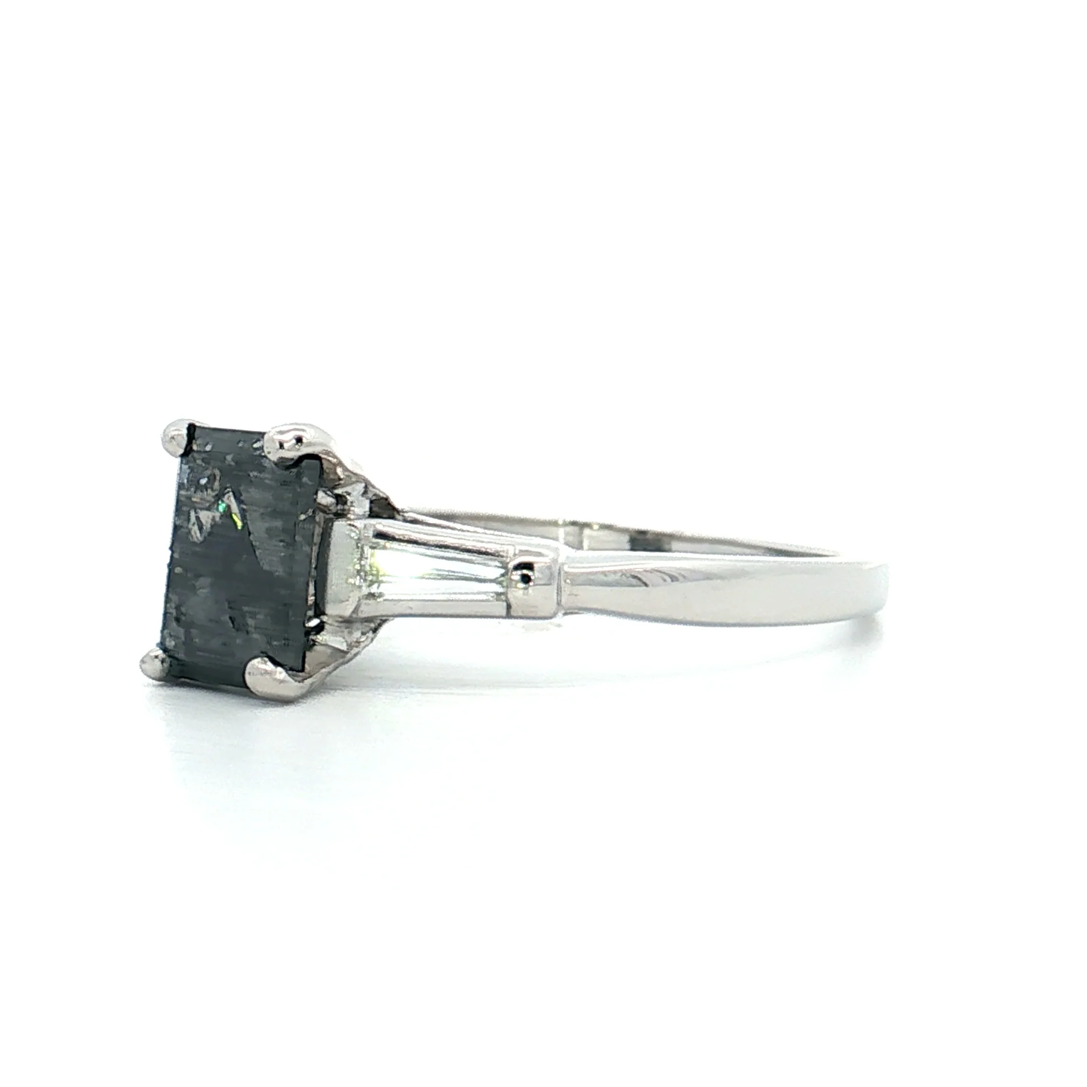 1.17 Vintage Emerald Cut Diamond Engagement Ring Platinum - Image 2
