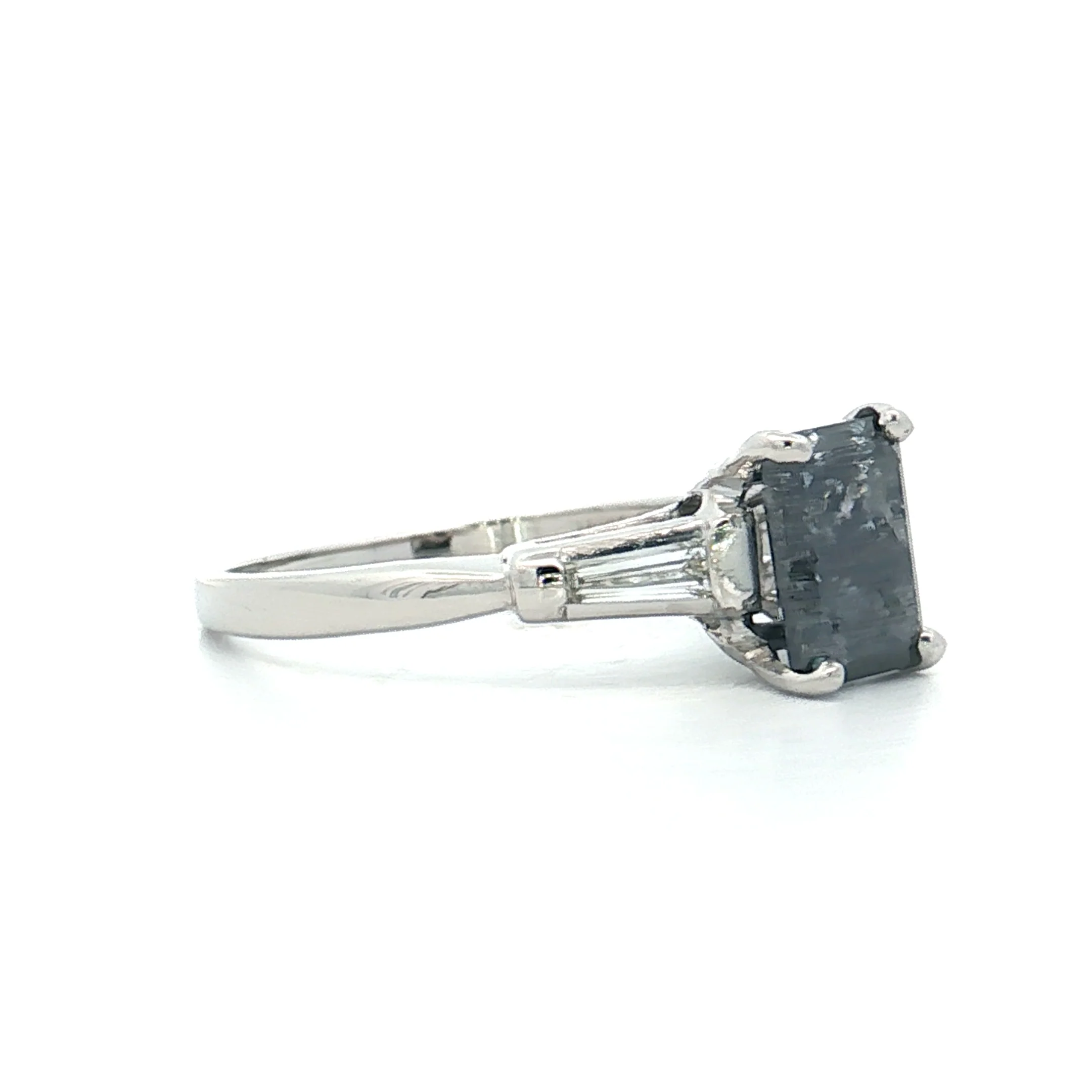 1.17 Vintage Emerald Cut Diamond Engagement Ring Platinum - Image 3
