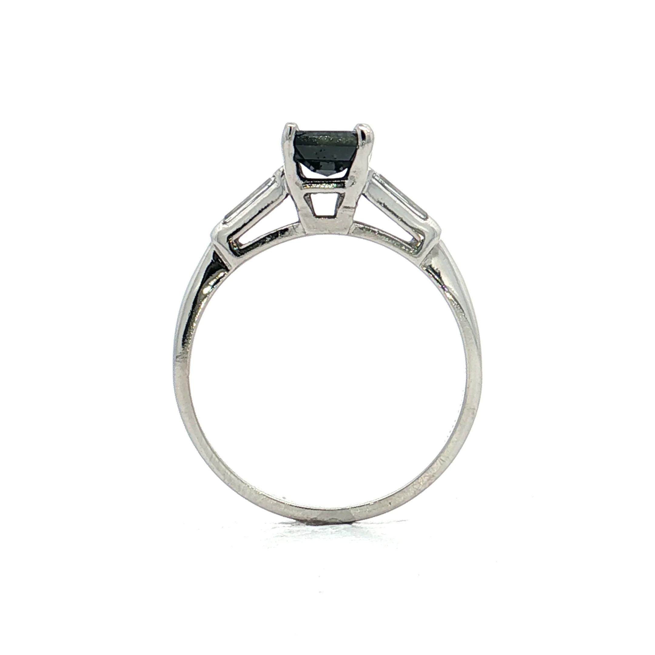 1.17 Vintage Emerald Cut Diamond Engagement Ring Platinum - Image 4