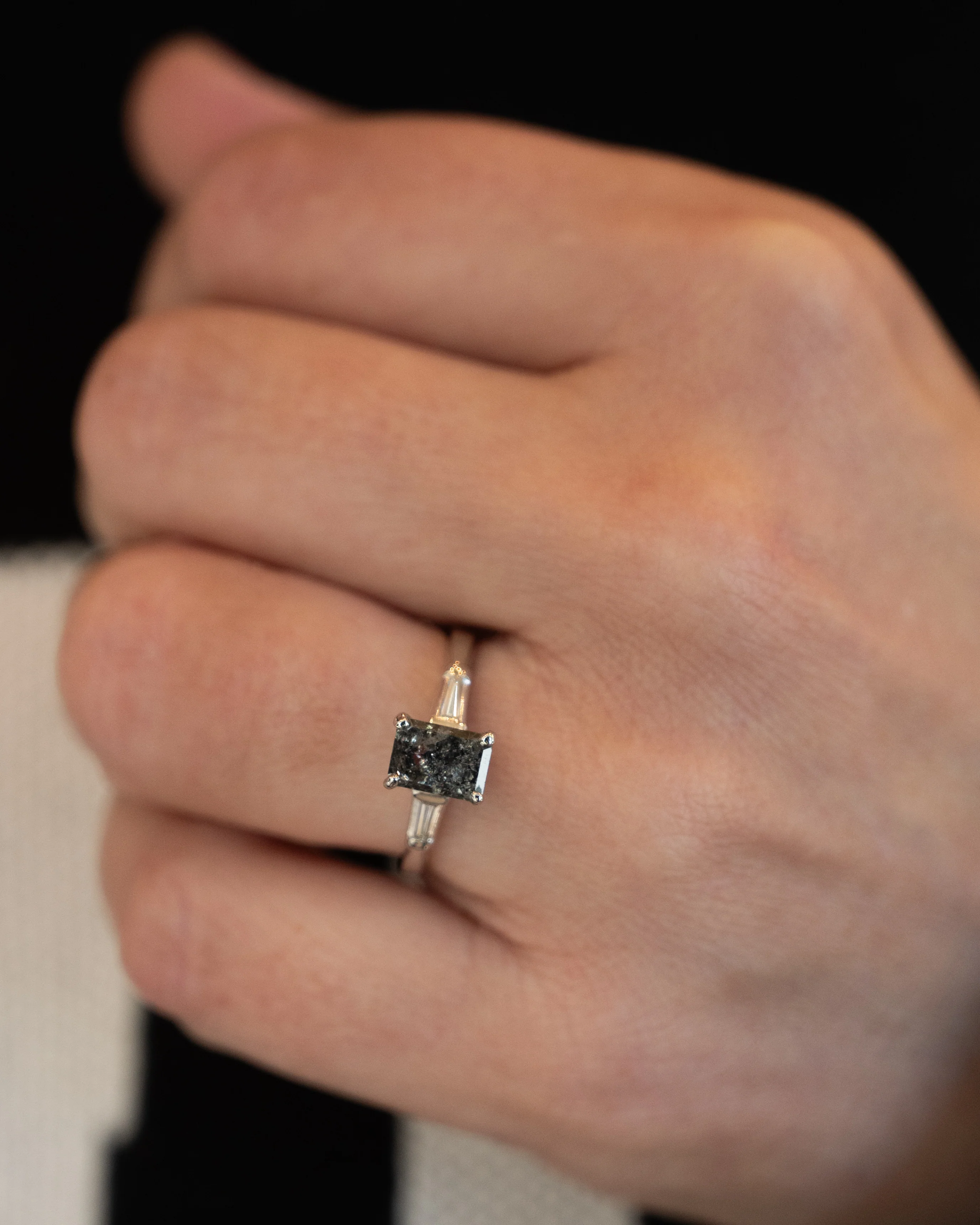 1.17 Vintage Emerald Cut Diamond Engagement Ring Platinum - Image 7