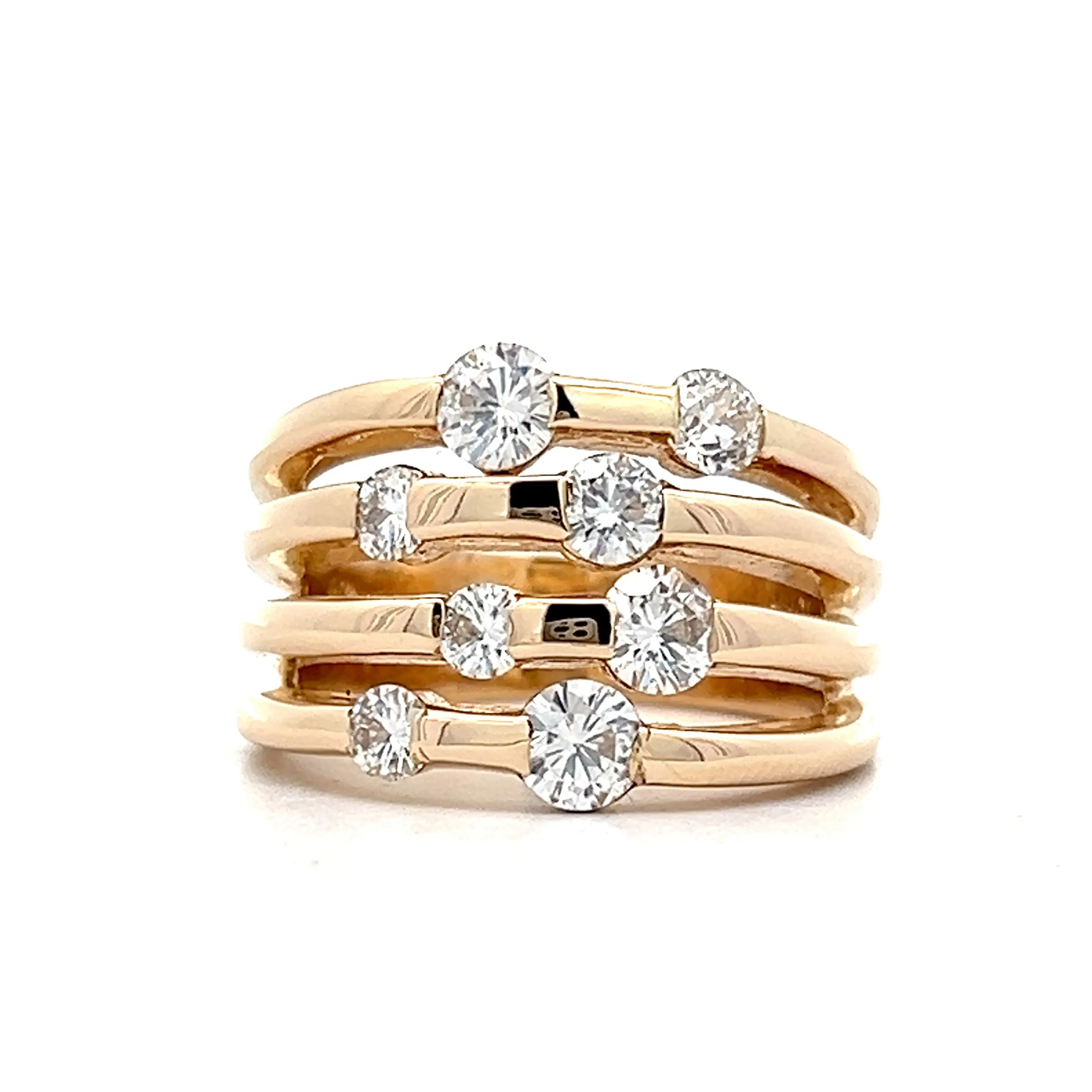 1.18 Flush Set Diamond Right Hand Ring Yellow Gold