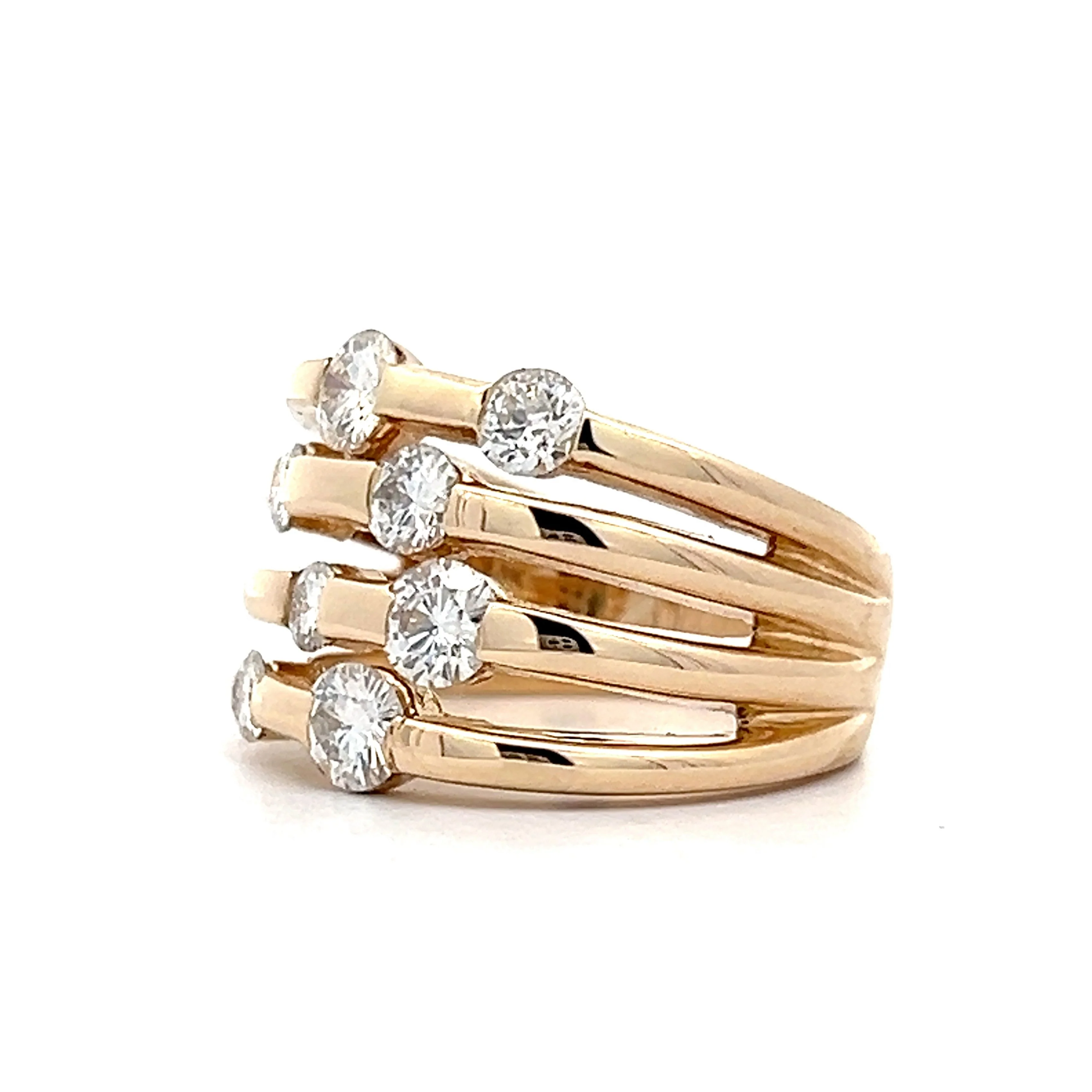 1.18 Flush Set Diamond Right Hand Ring Yellow Gold - Image 2