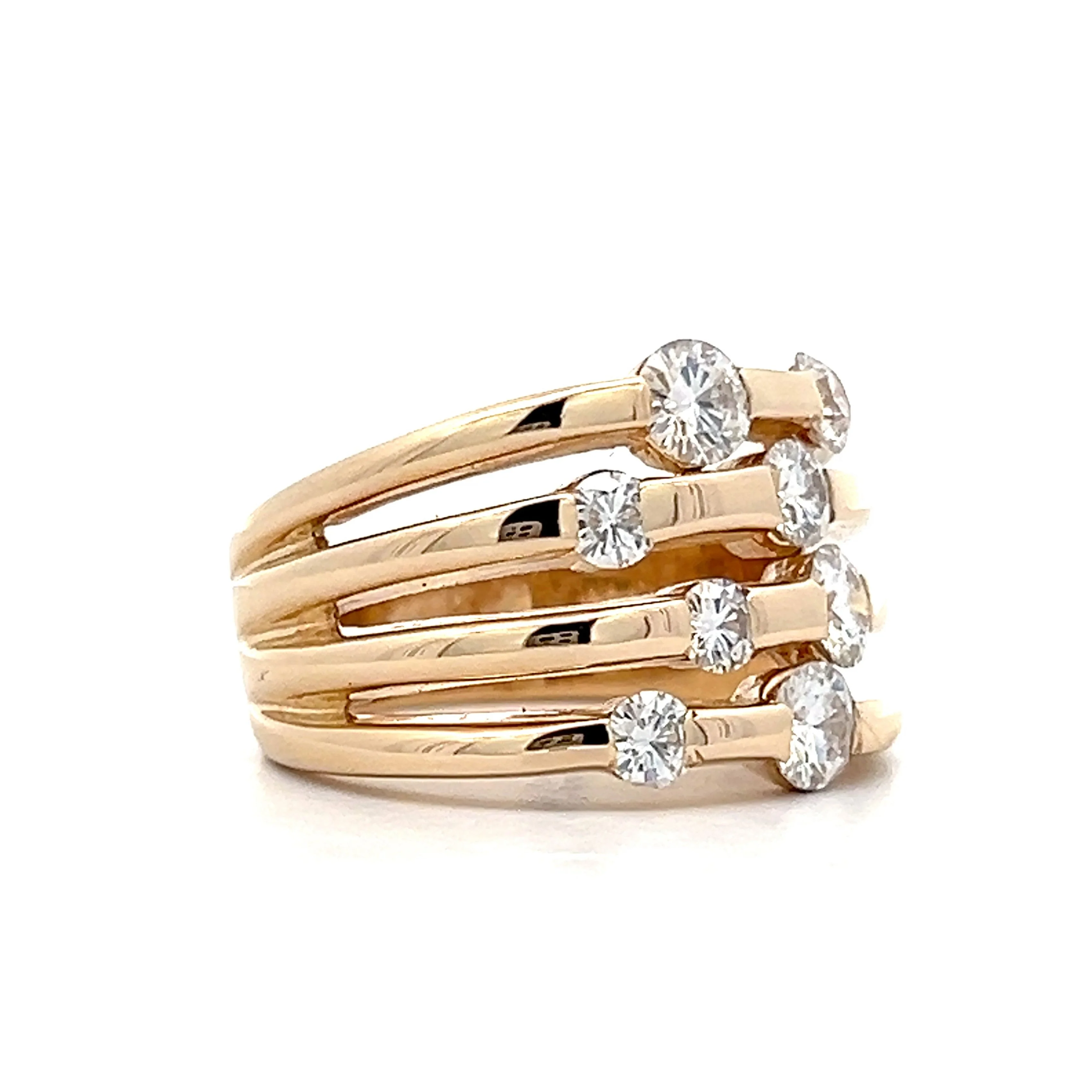 1.18 Flush Set Diamond Right Hand Ring Yellow Gold - Image 3