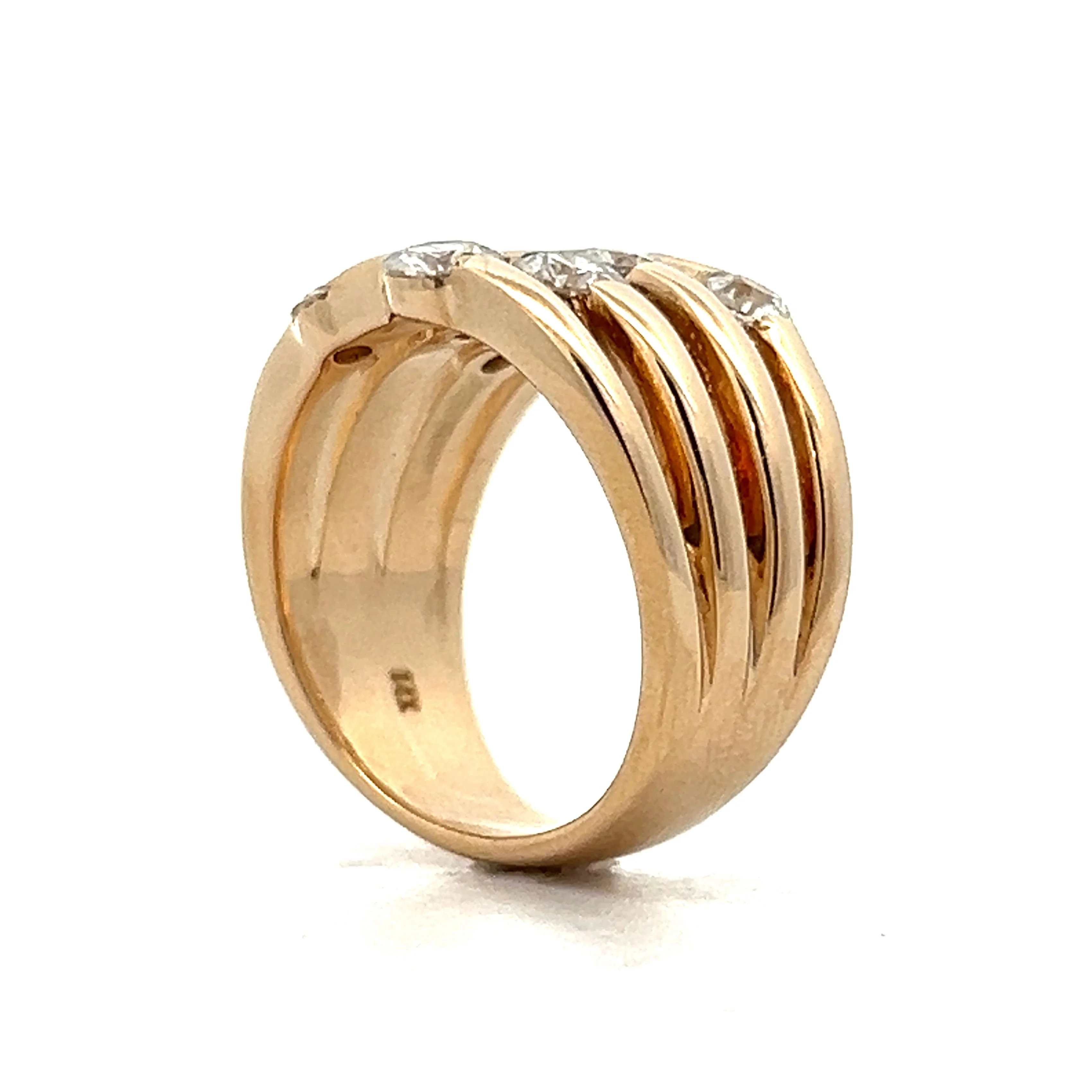1.18 Flush Set Diamond Right Hand Ring Yellow Gold - Image 5