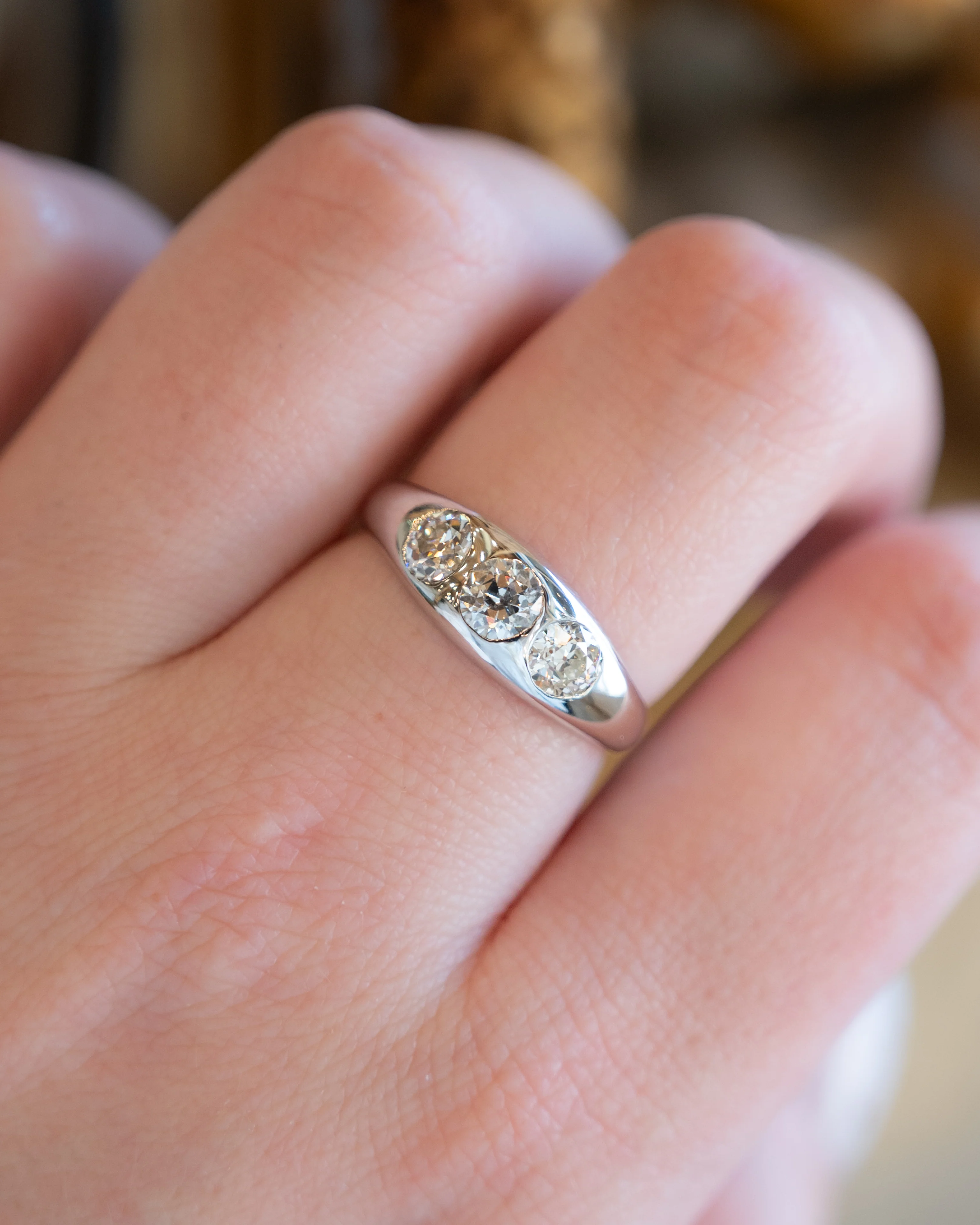 1.18 Mens Antique Art Deco Diamond Ring in 18k - Image 7