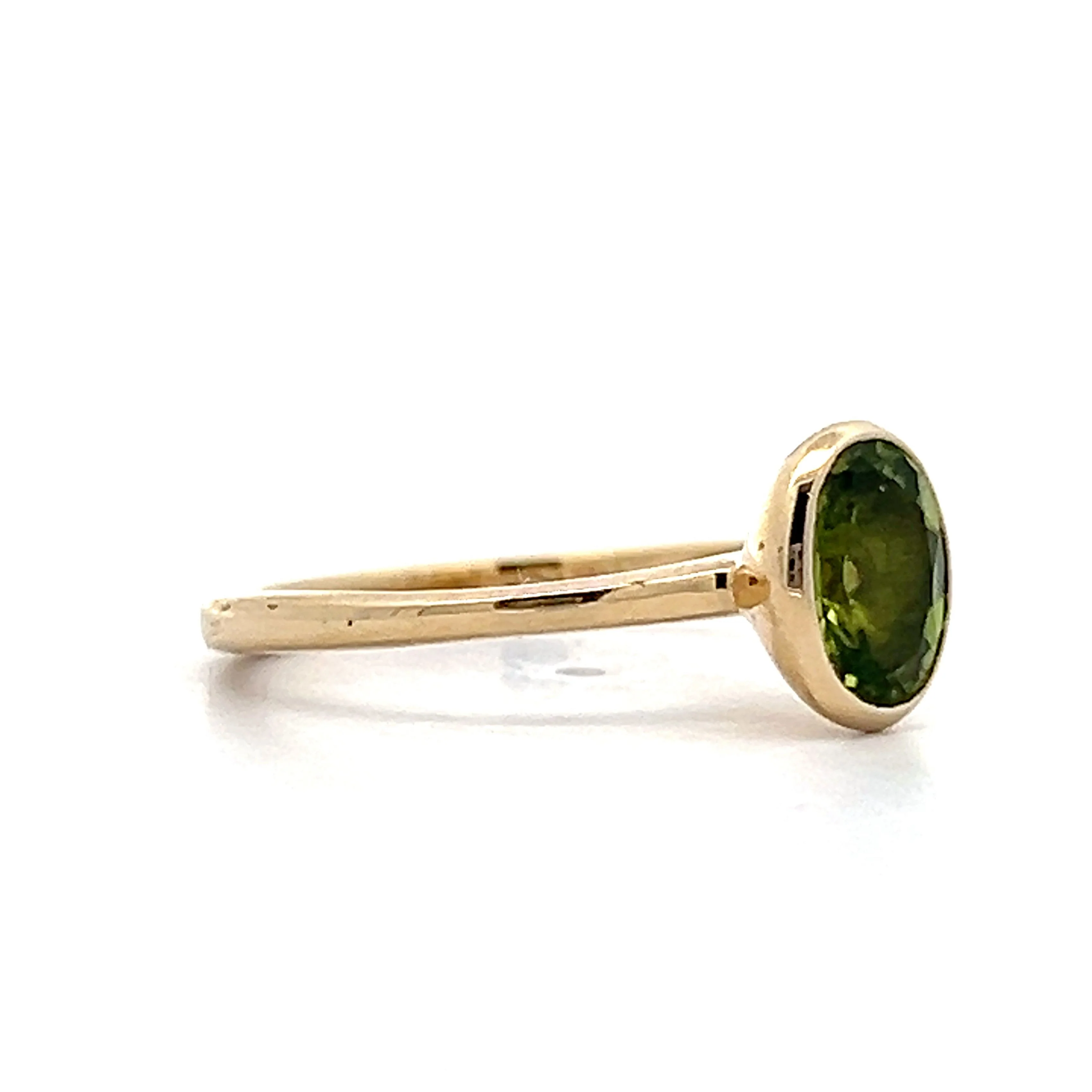 1.19 Bezel Set Oval Peridot in 14k Yellow Gold - Image 3