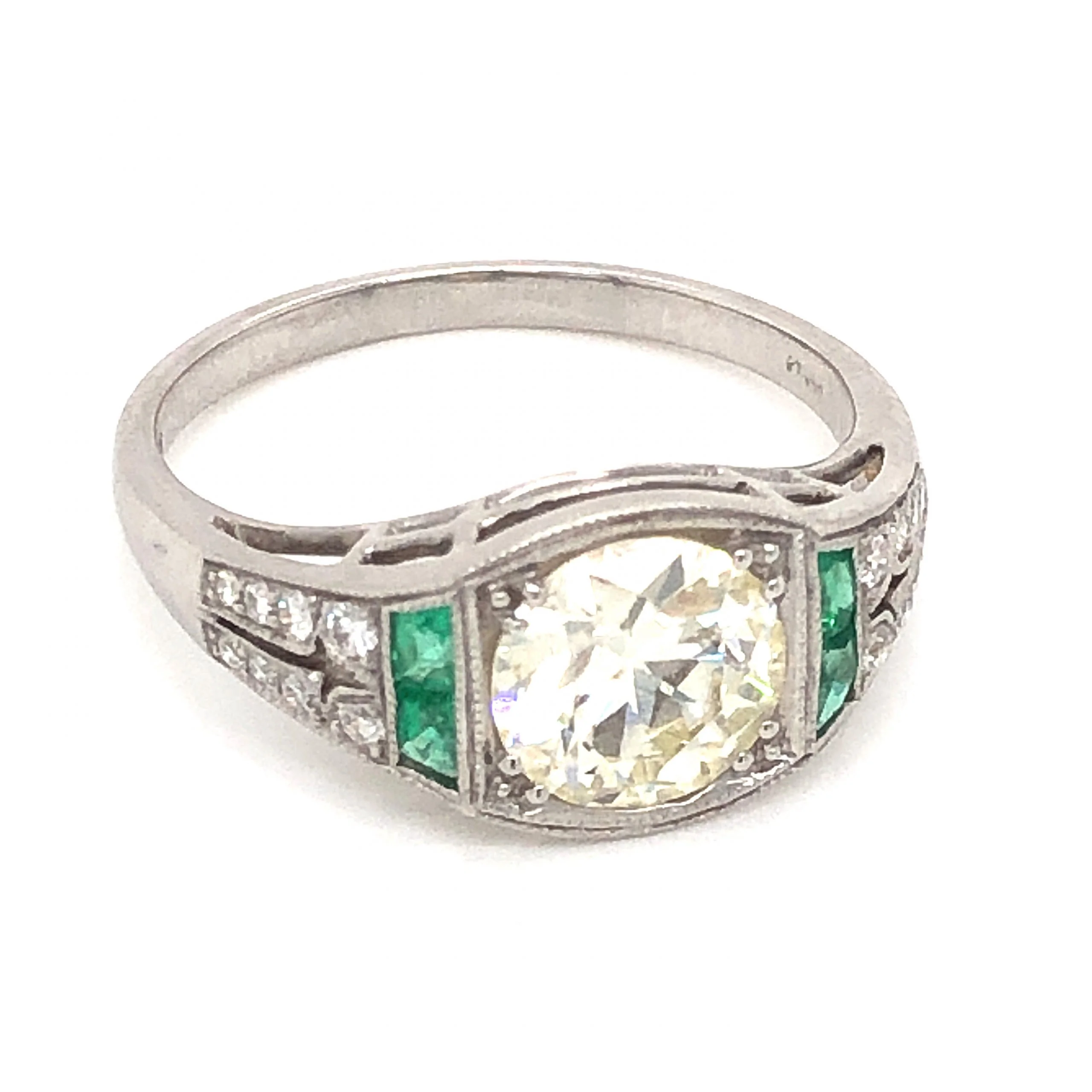 1.19 Old European Cut Diamond Engagement Ring in Platinum - Image 3