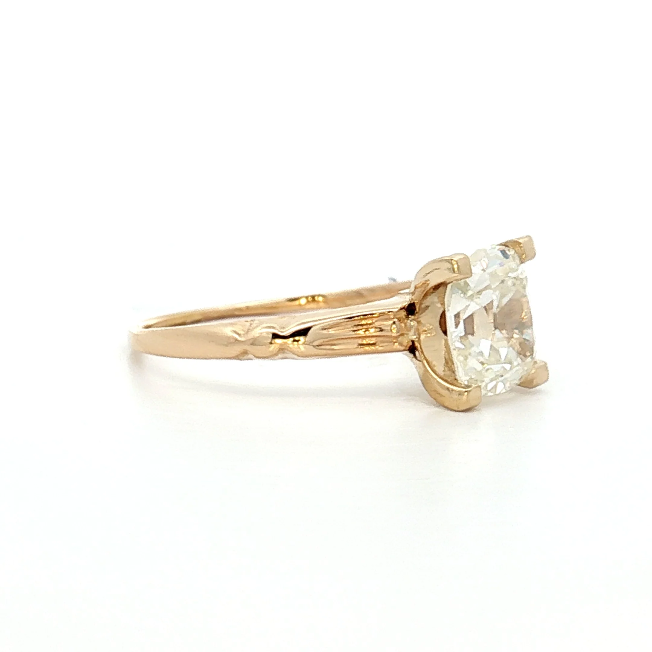 1.19 Vintage Old Mine Cushion Diamond Engagement Ring 14k - Image 3