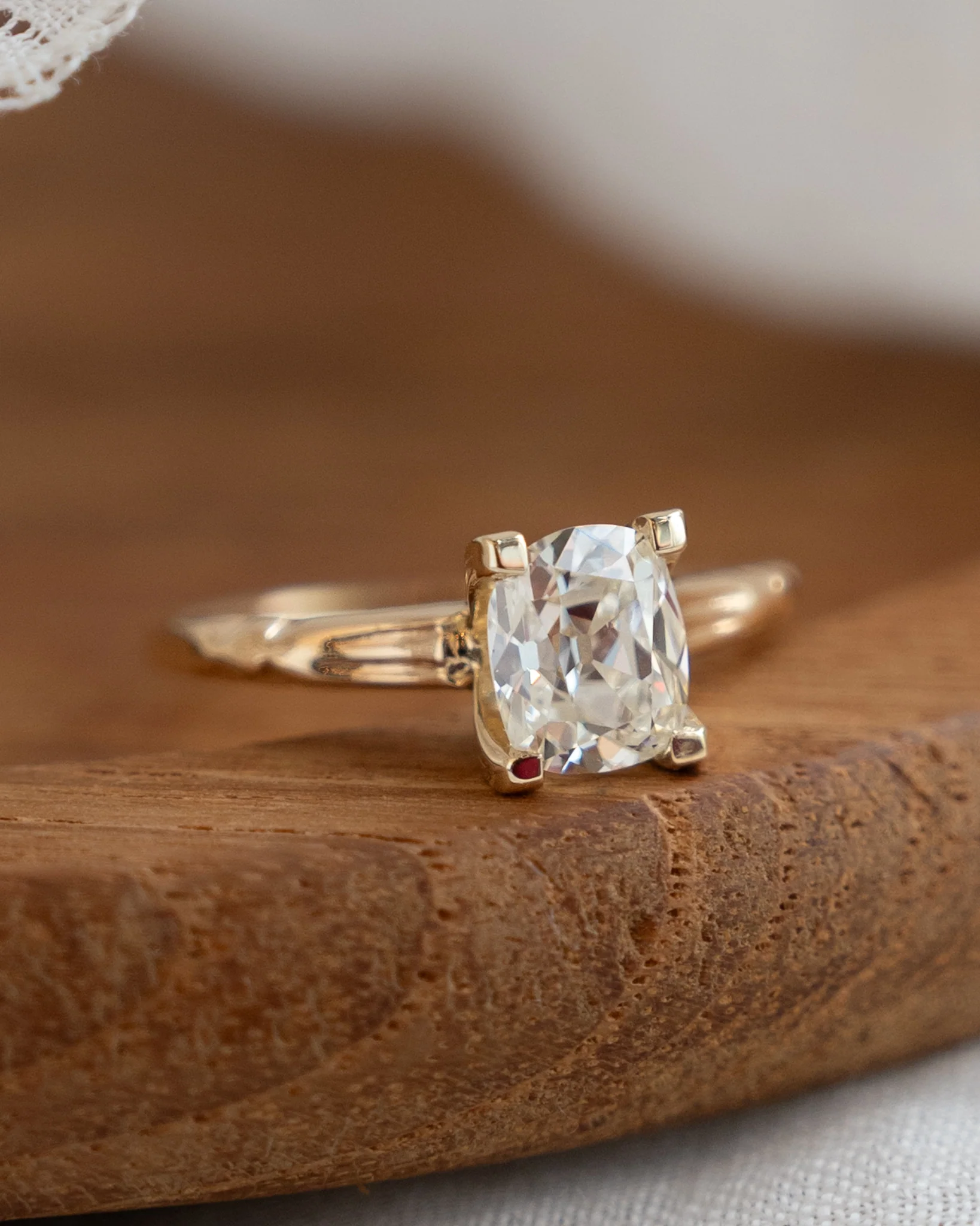 1.19 Vintage Old Mine Cushion Diamond Engagement Ring 14k - Image 7