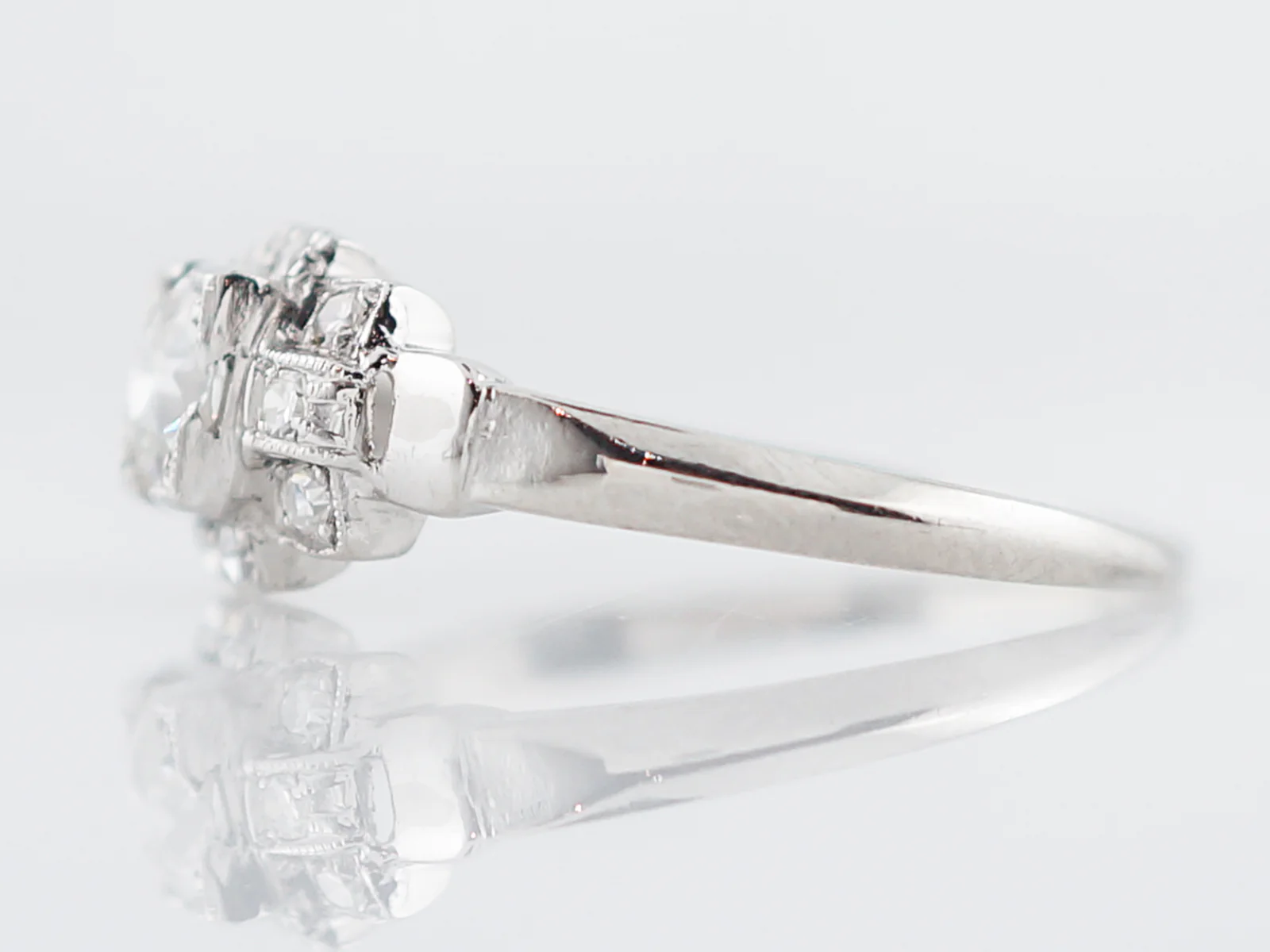 1/2 Carat Diamond Engagement Ring Art Deco Platinum - Image 2