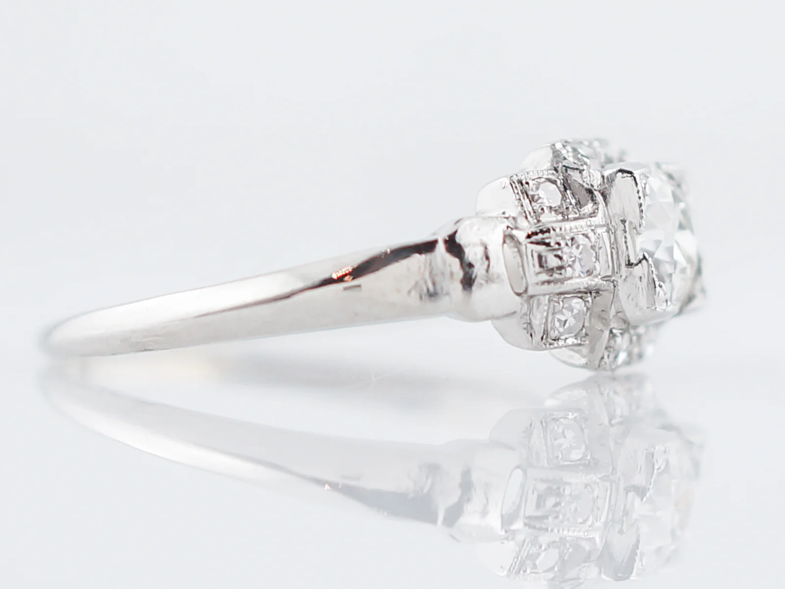 1/2 Carat Diamond Engagement Ring Art Deco Platinum - Image 3