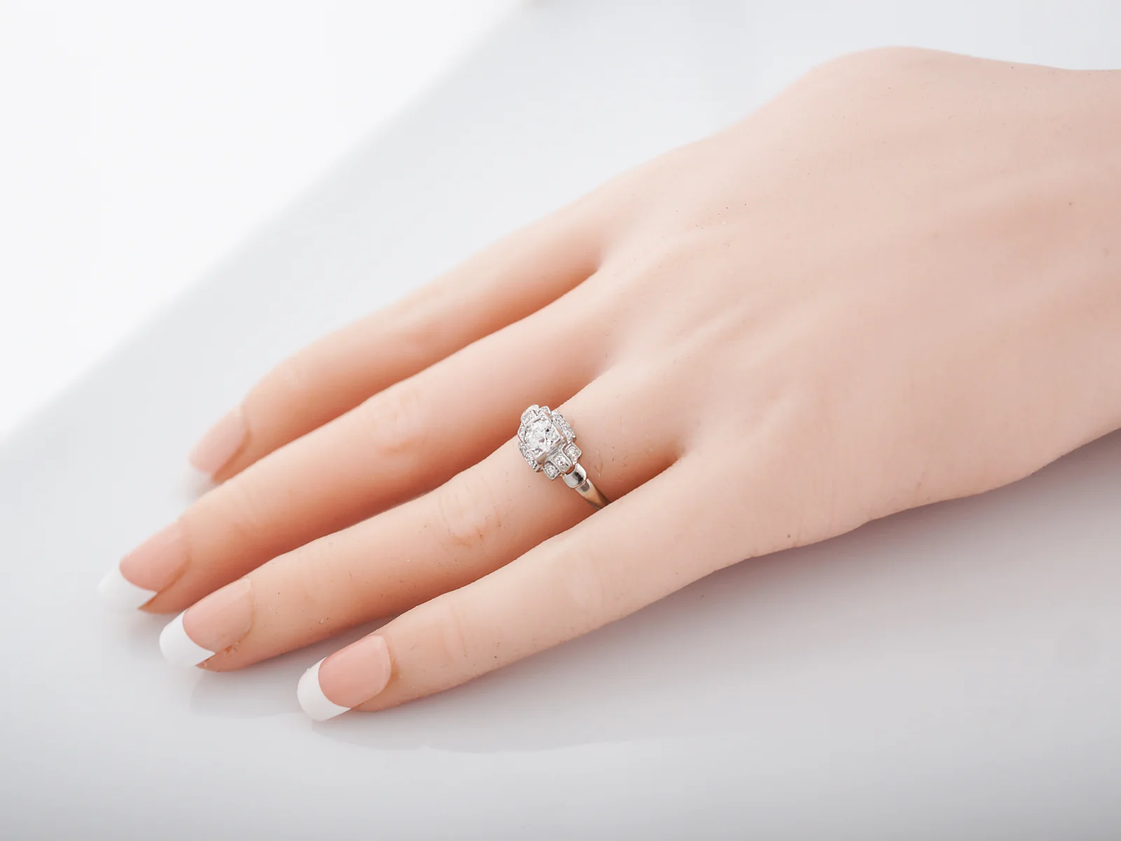 1/2 Carat Diamond Engagement Ring Art Deco Platinum - Image 7