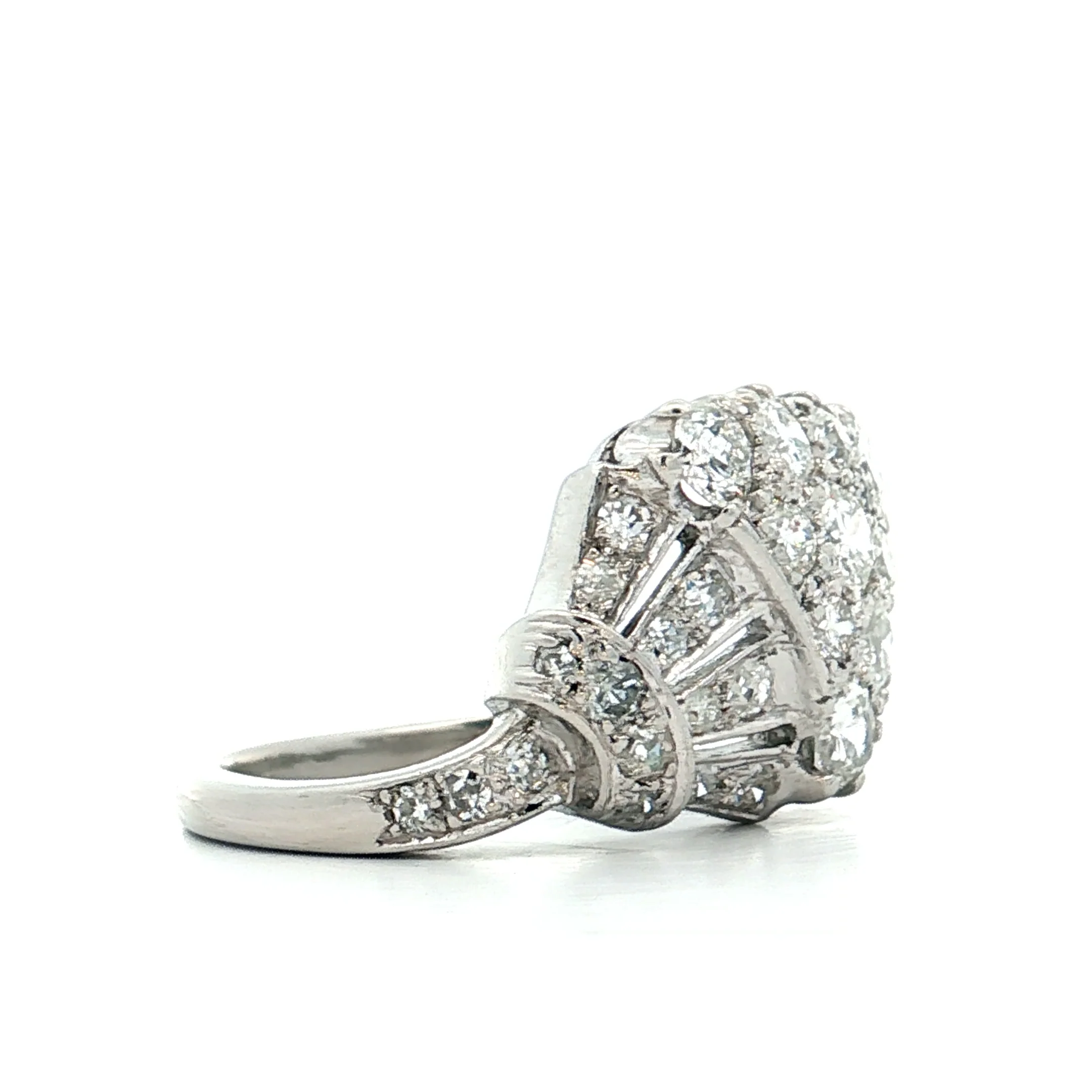 1.20 Antique Art Deco Diamond Cocktail Ring Platinum - Image 3