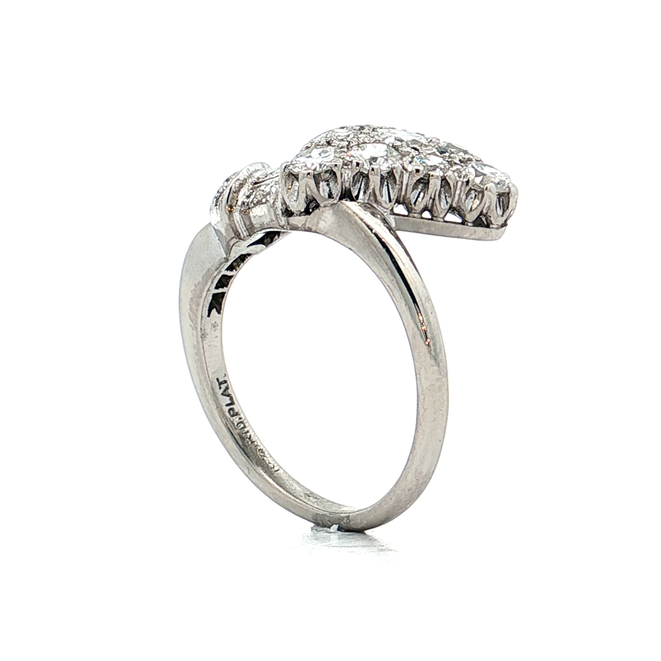 1.20 Antique Art Deco Diamond Cocktail Ring Platinum - Image 5
