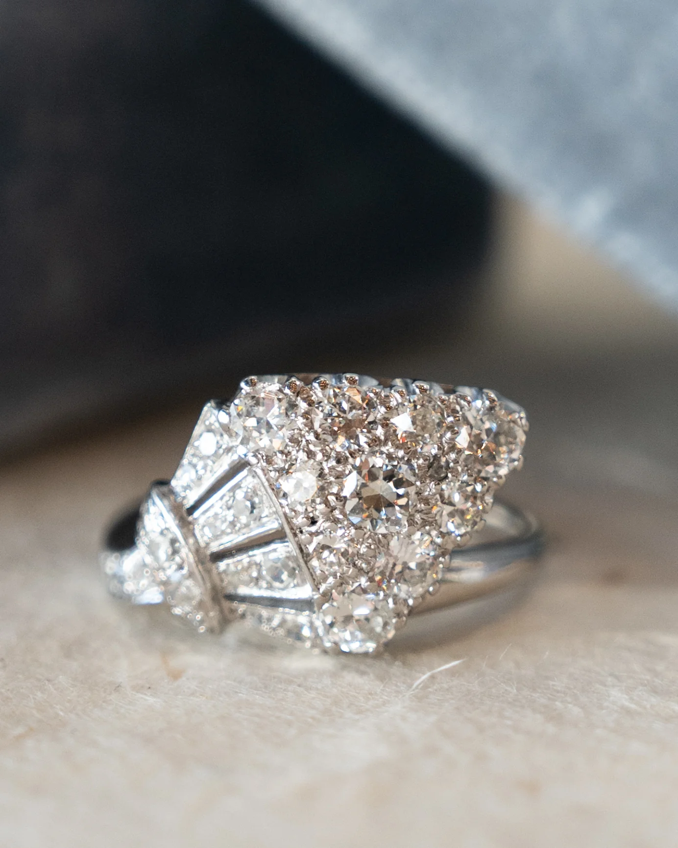 1.20 Antique Art Deco Diamond Cocktail Ring Platinum - Image 6