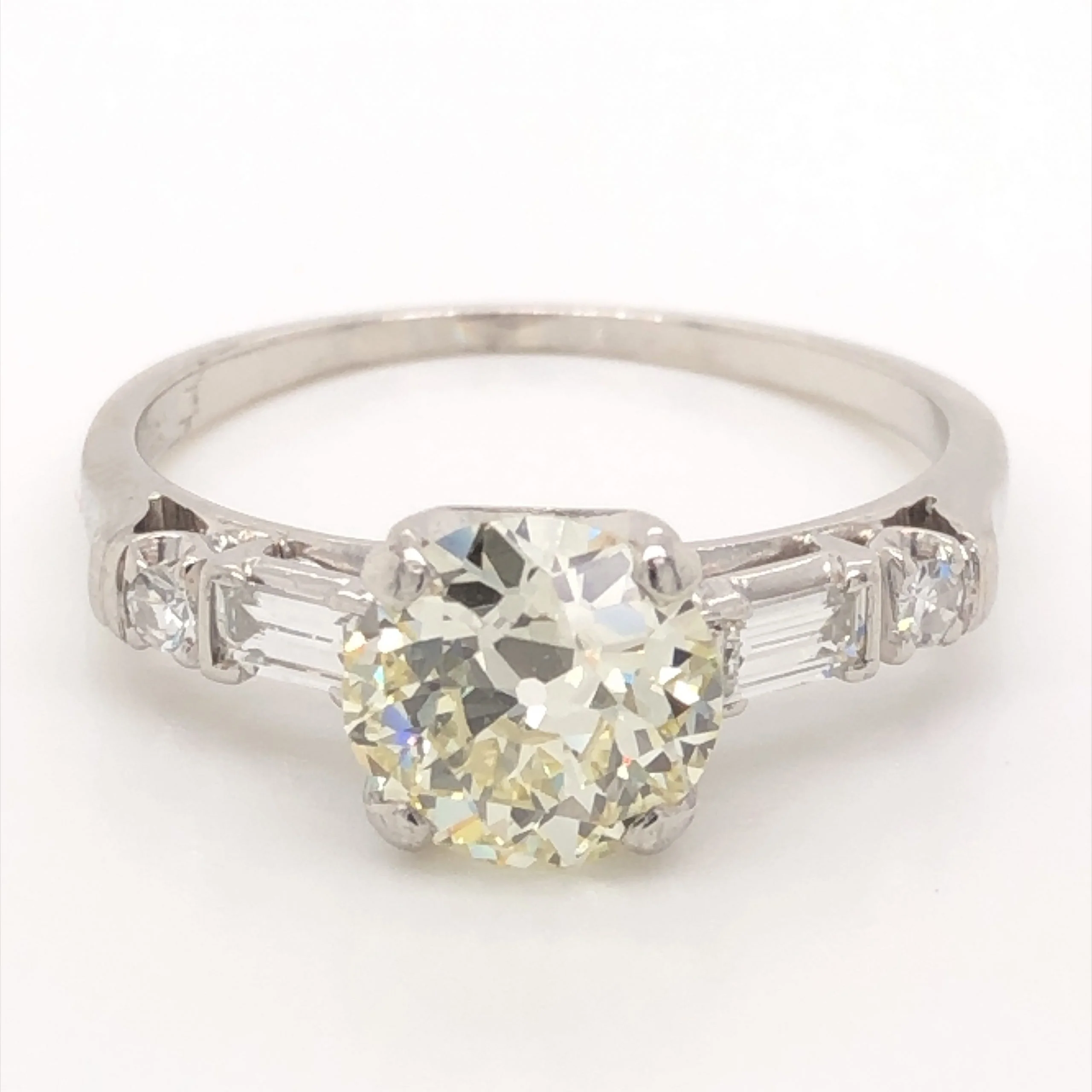 1.20 Antique Art Deco Engagement Ring & Wedding Band in Platinum - Image 3