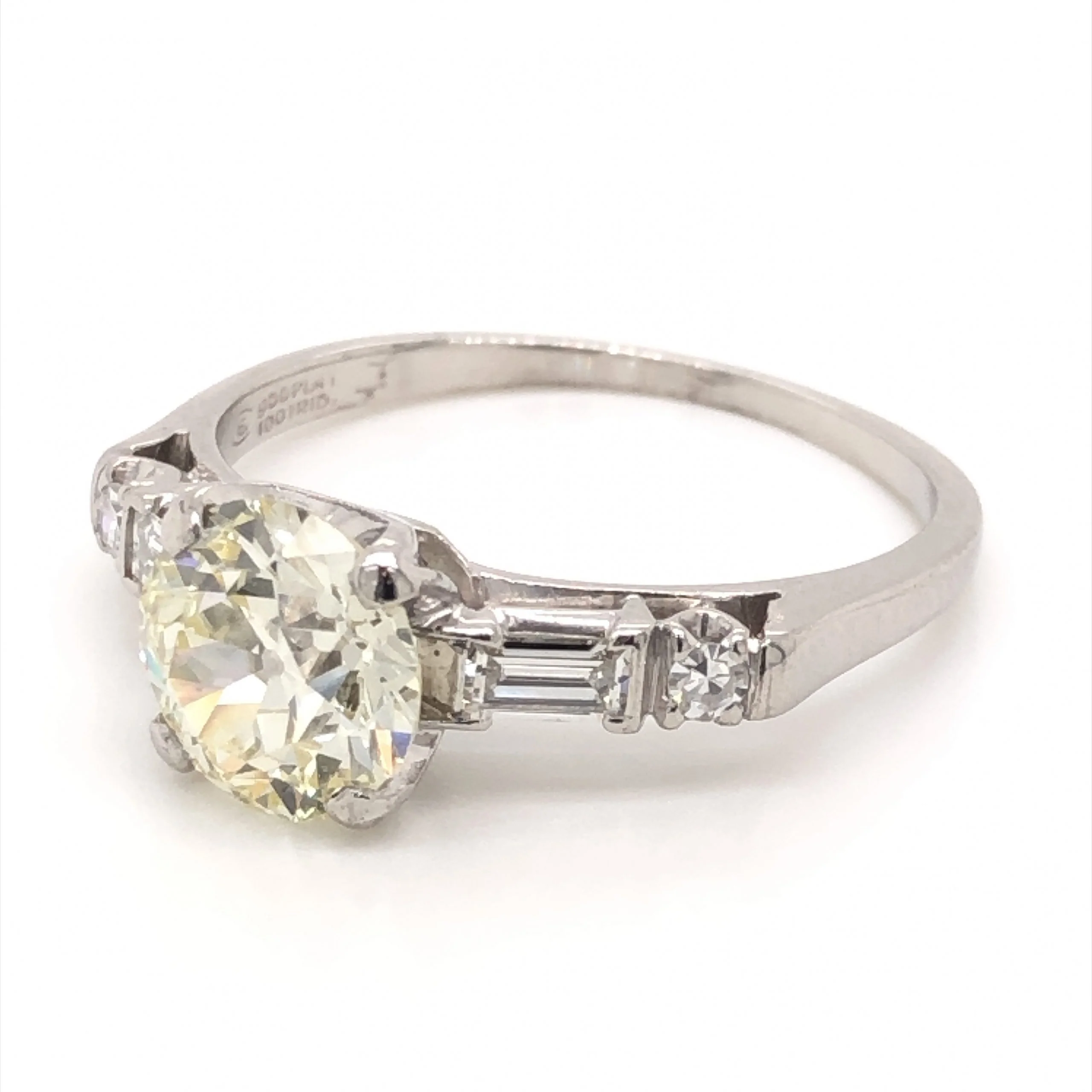 1.20 Antique Art Deco Engagement Ring & Wedding Band in Platinum - Image 4
