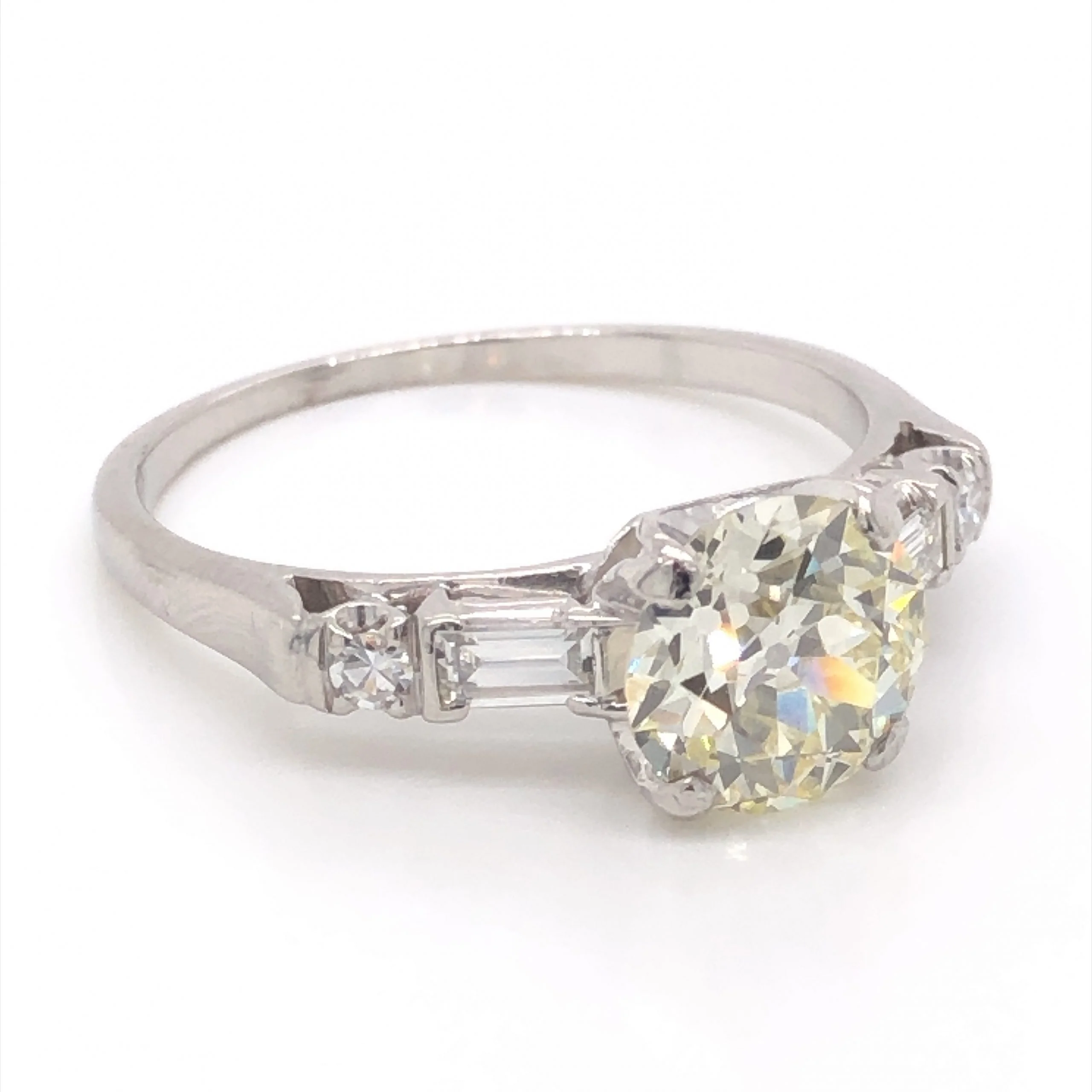 1.20 Antique Art Deco Engagement Ring & Wedding Band in Platinum - Image 5