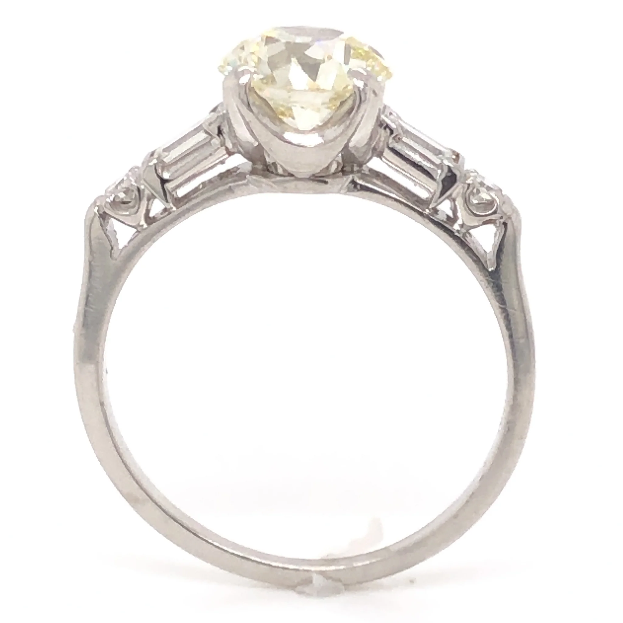 1.20 Antique Art Deco Engagement Ring & Wedding Band in Platinum - Image 6