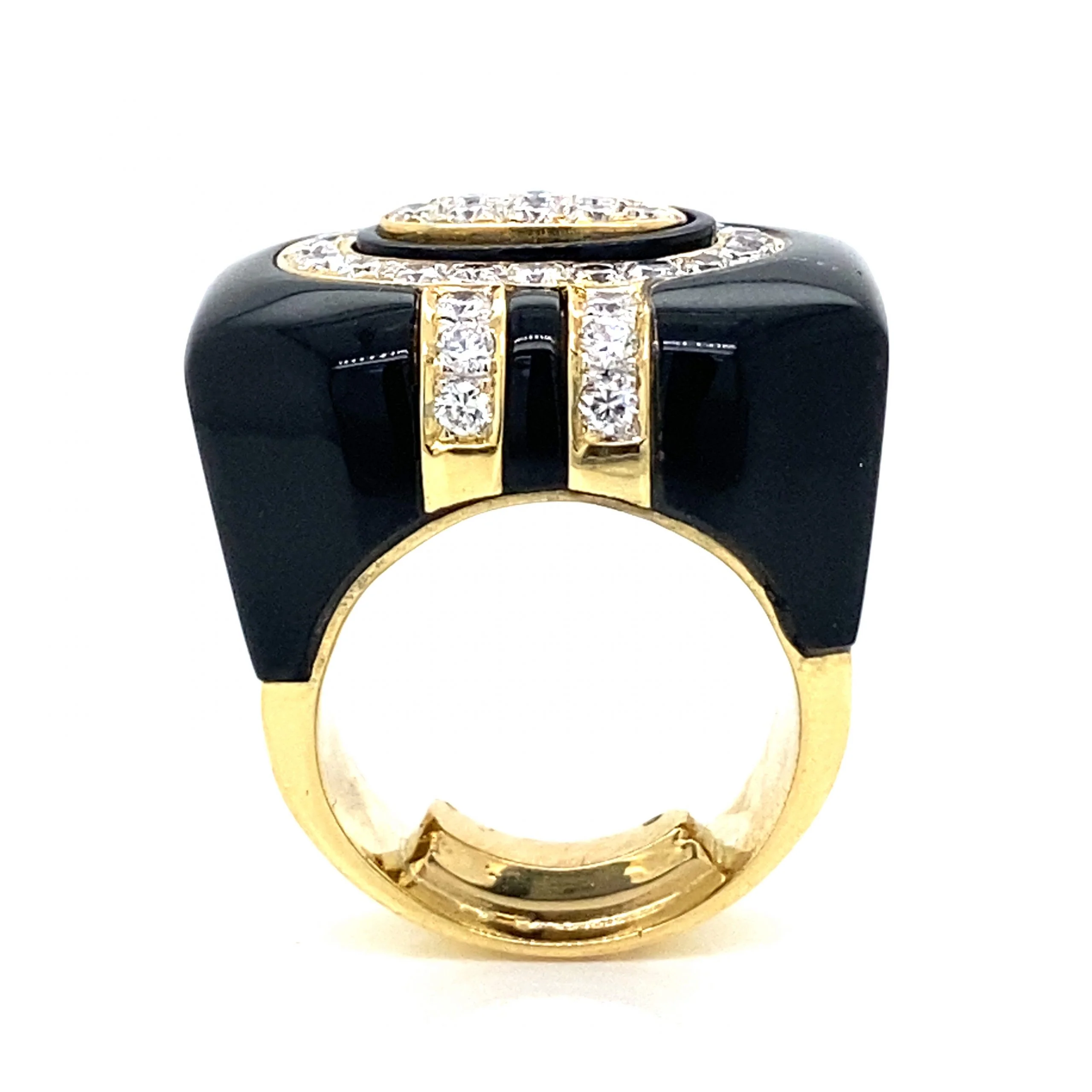 1.20 Diamond & Onyx Cocktail Ring 18k Yellow Gold - Image 3