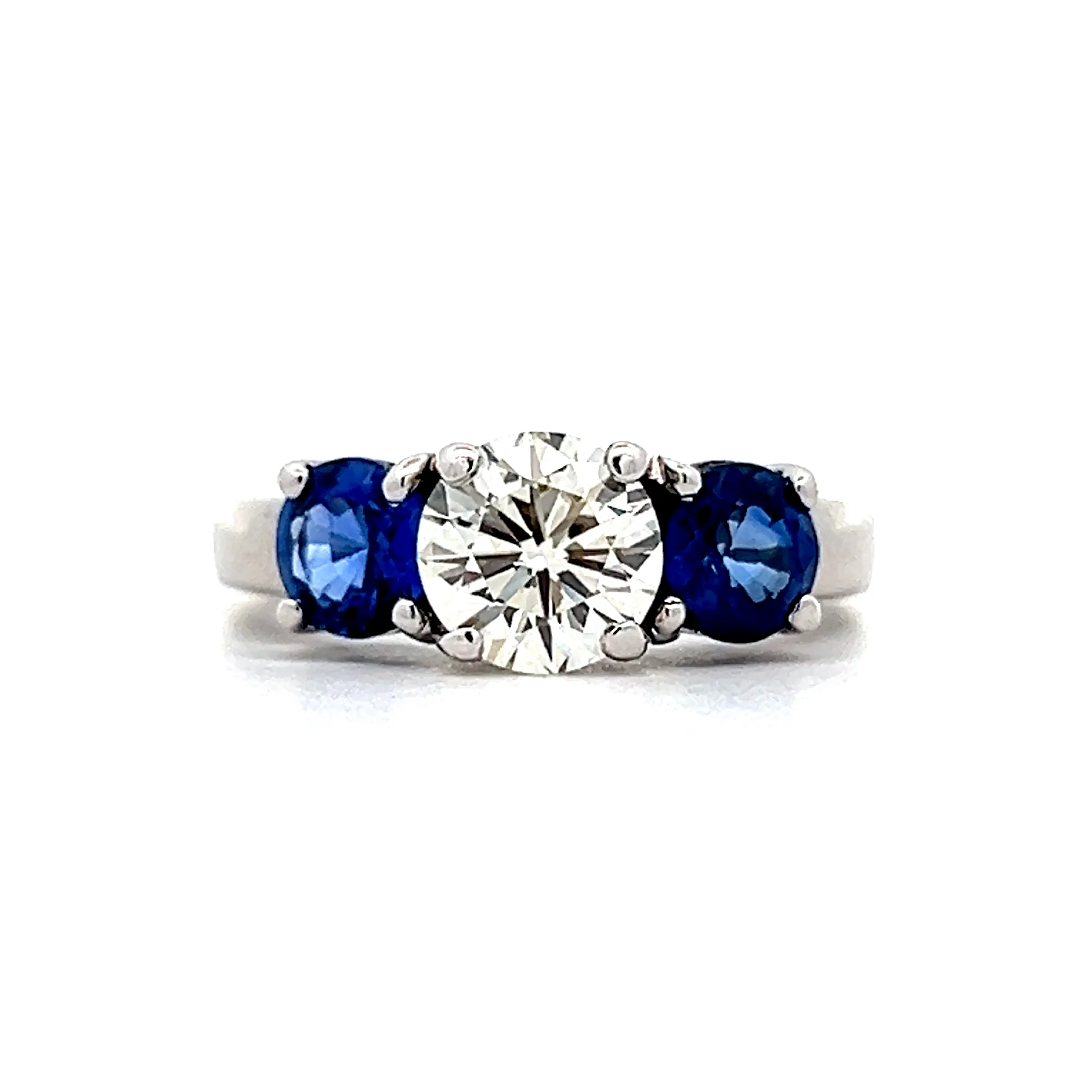 1.20 Diamond & Sapphire Three Stone Engagement Ring