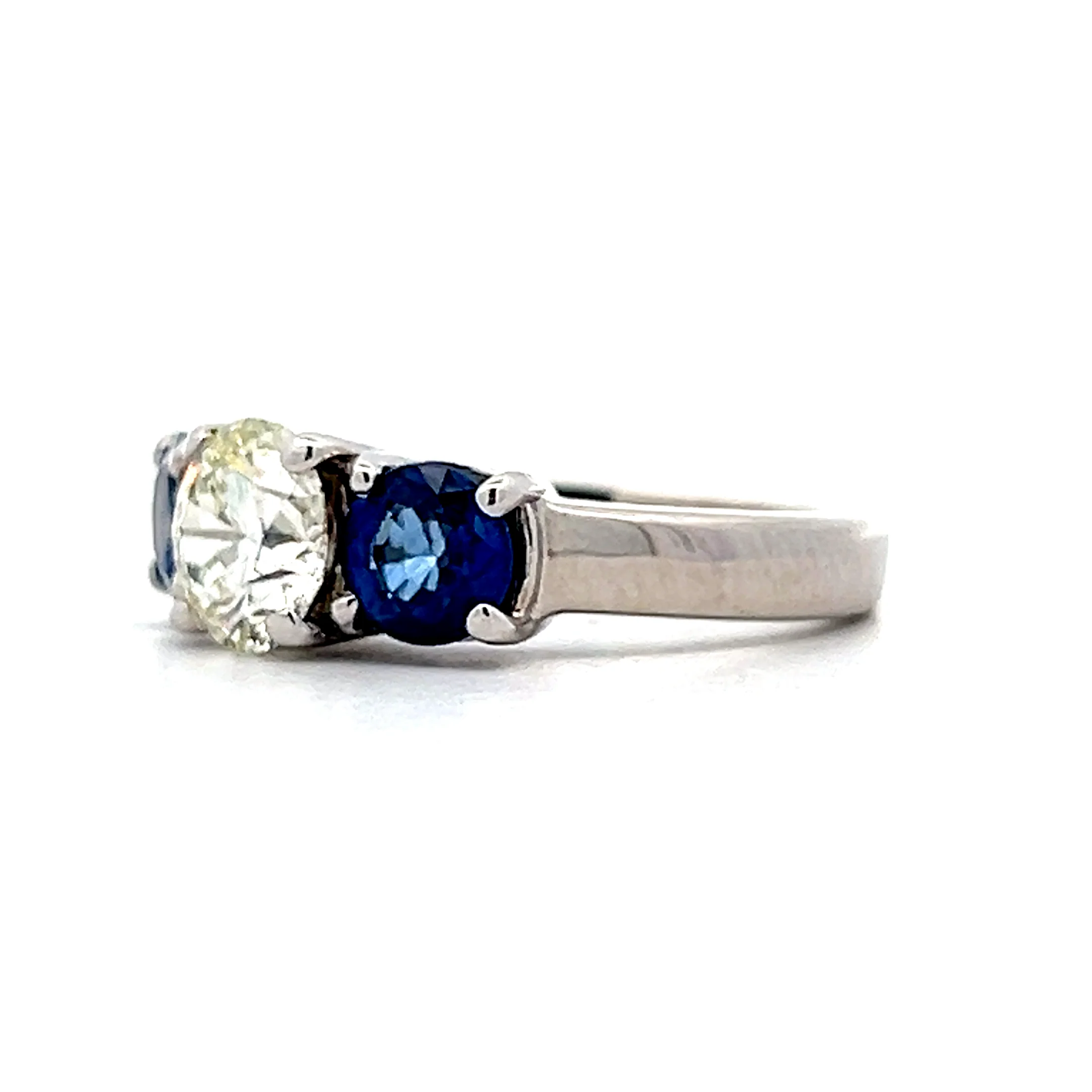 1.20 Diamond & Sapphire Three Stone Engagement Ring - Image 2