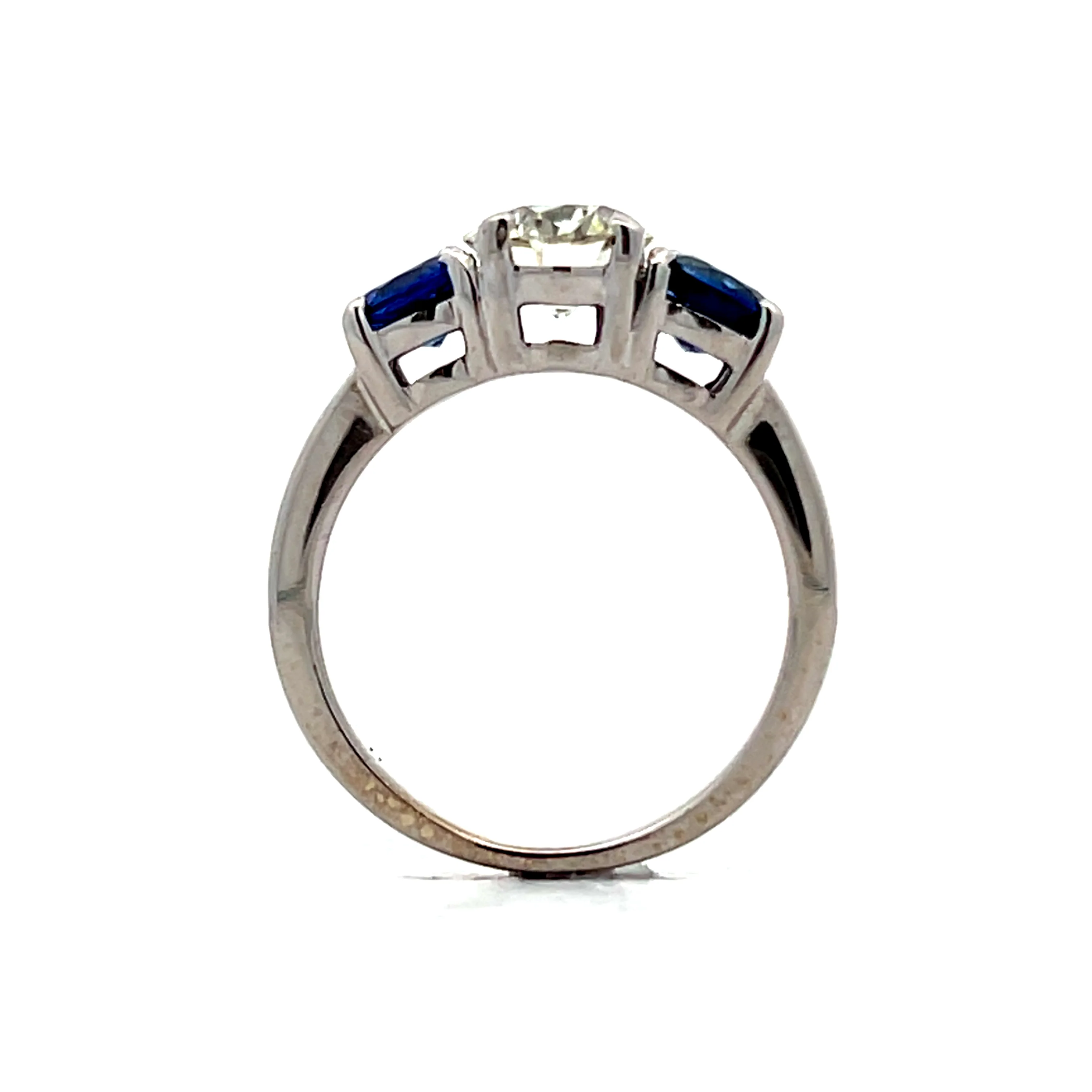 1.20 Diamond & Sapphire Three Stone Engagement Ring - Image 4