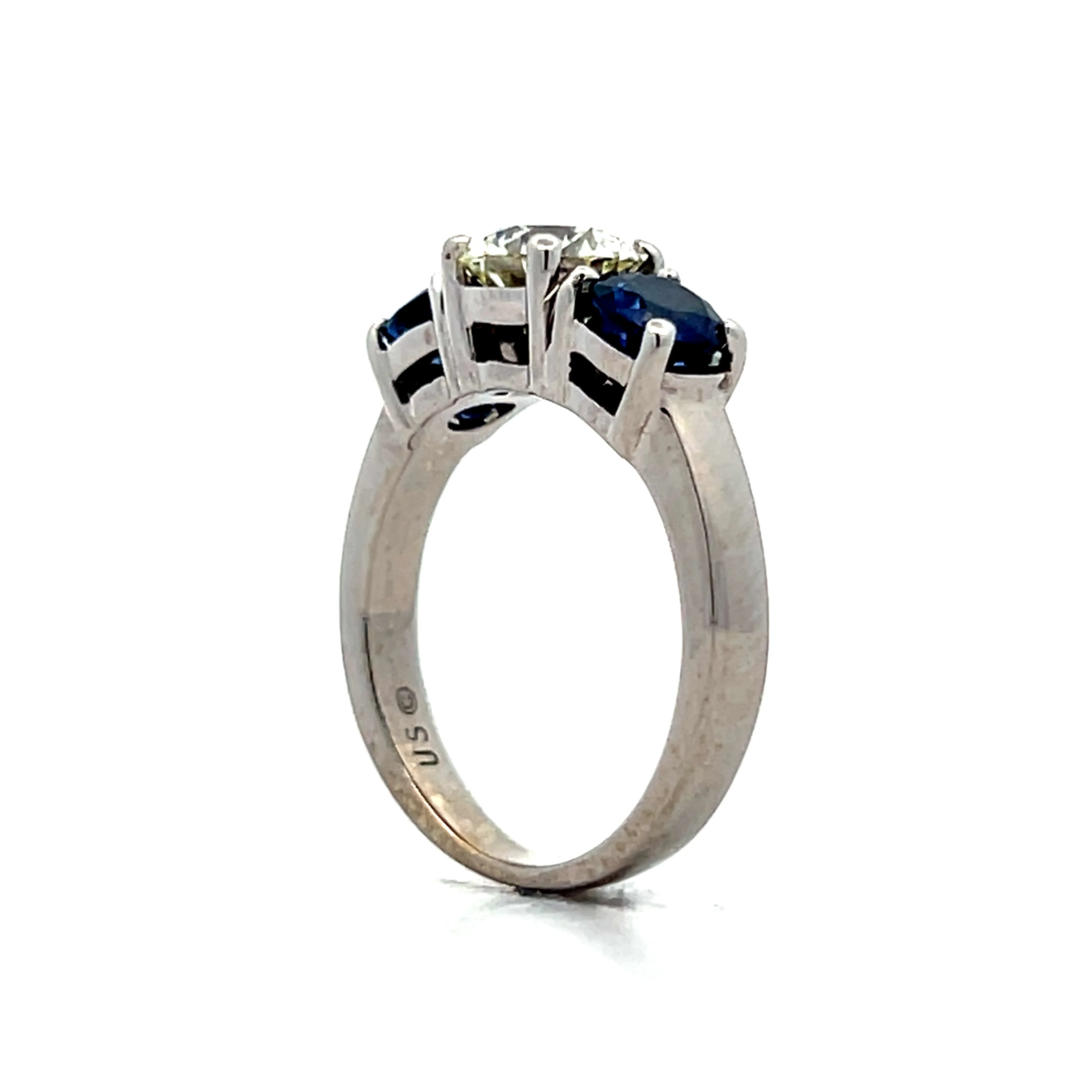 1.20 Diamond & Sapphire Three Stone Engagement Ring - Image 5