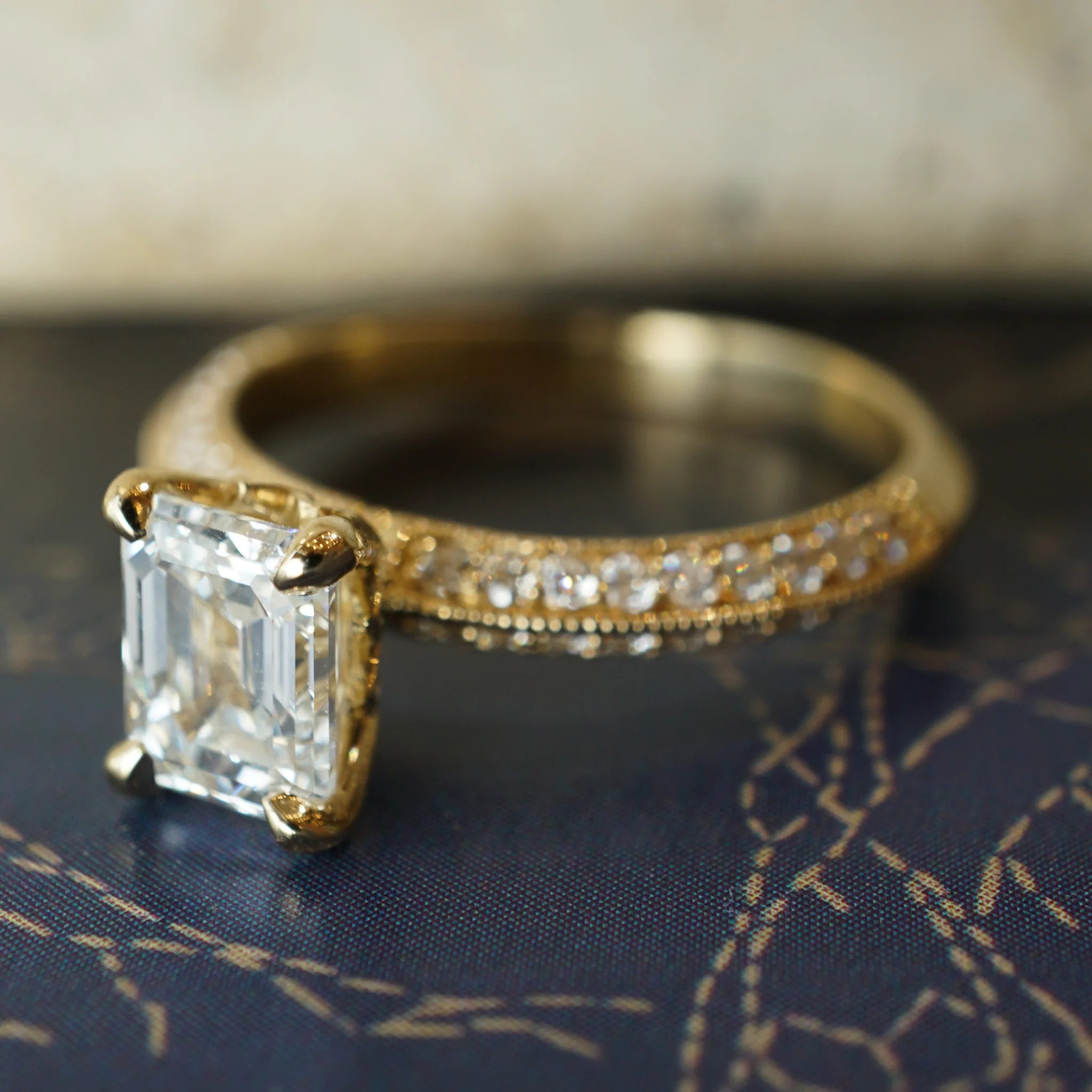 1.20 Emerald Cut Diamond Engagement Ring in 14k Yellow Gold - Image 6