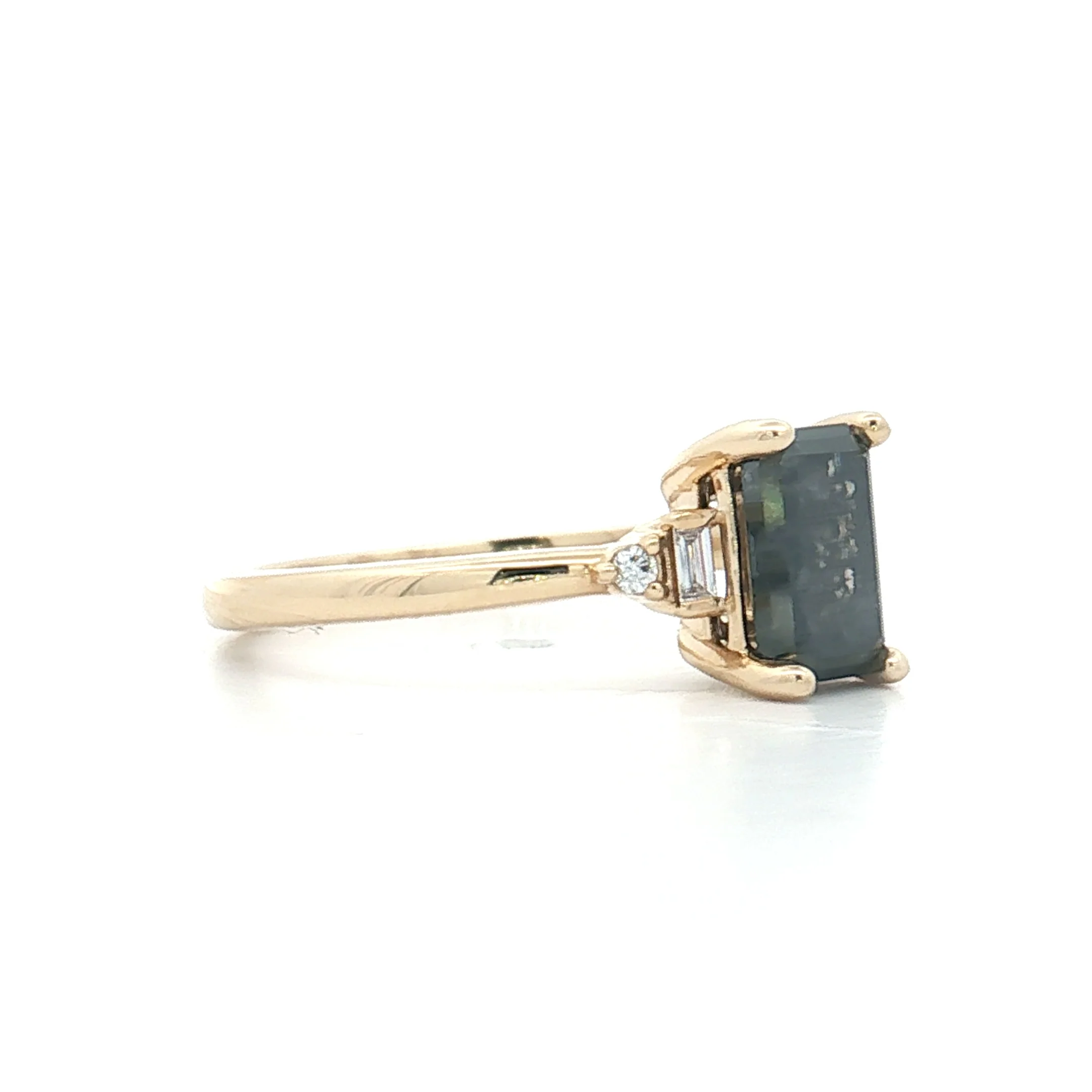 1.20 Emerald Cut Salt & Pepper Diamond Engagement Ring 14k - Image 3