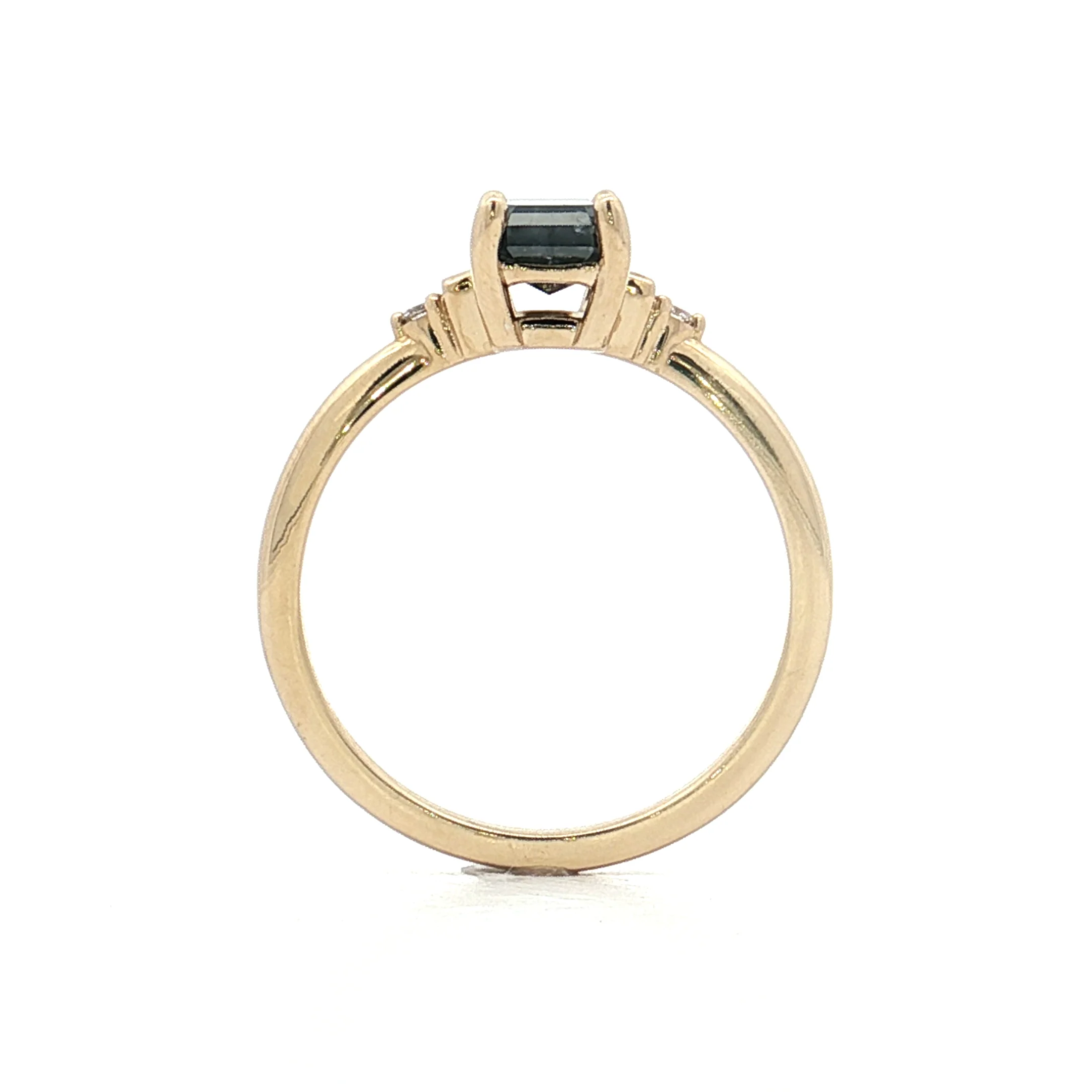 1.20 Emerald Cut Salt & Pepper Diamond Engagement Ring 14k - Image 4